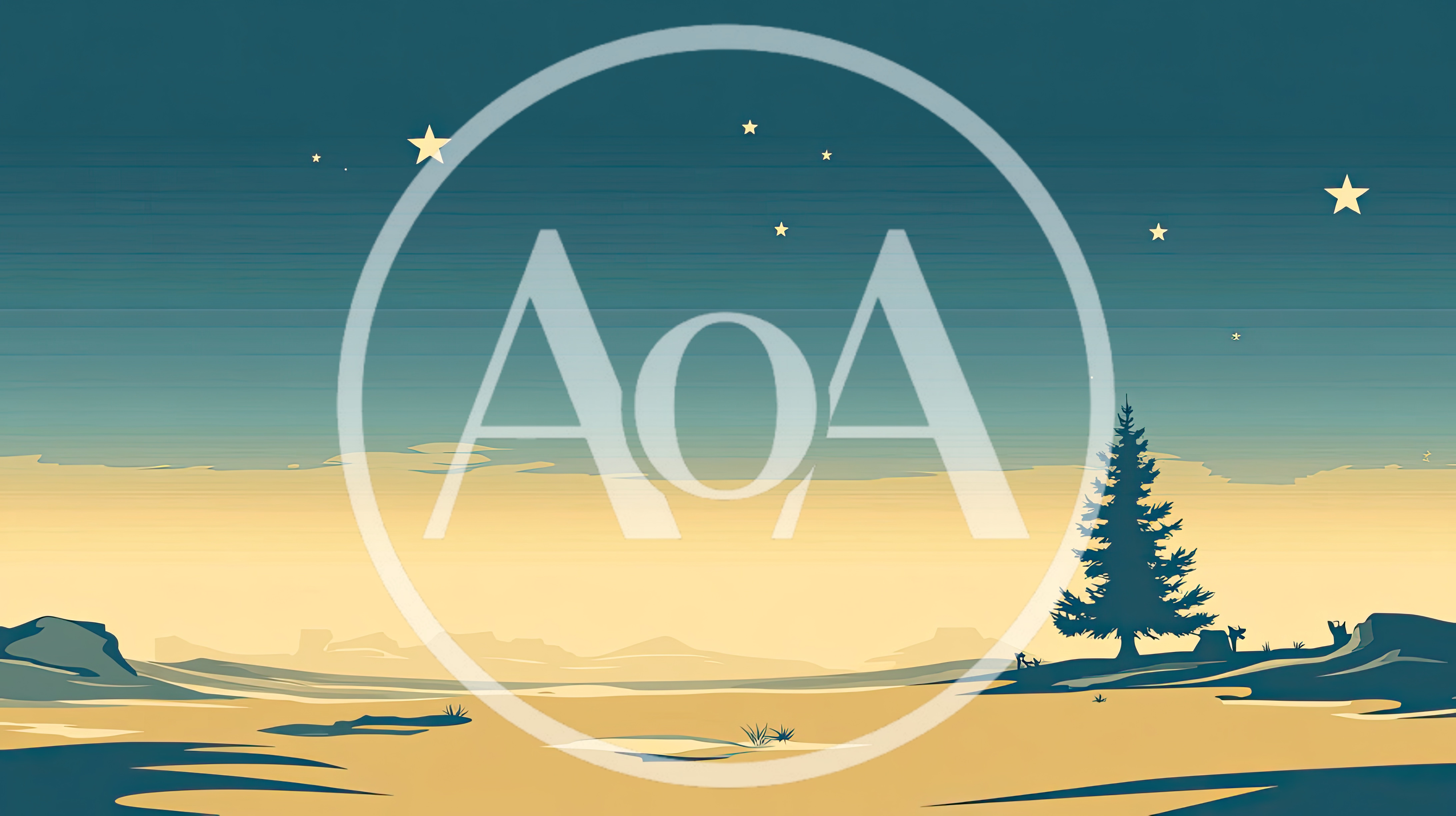 Minimalist Landscape Illustration With Lone Pine Tree