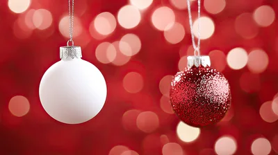 White And Red Glitter Christmas Ornaments Hanging