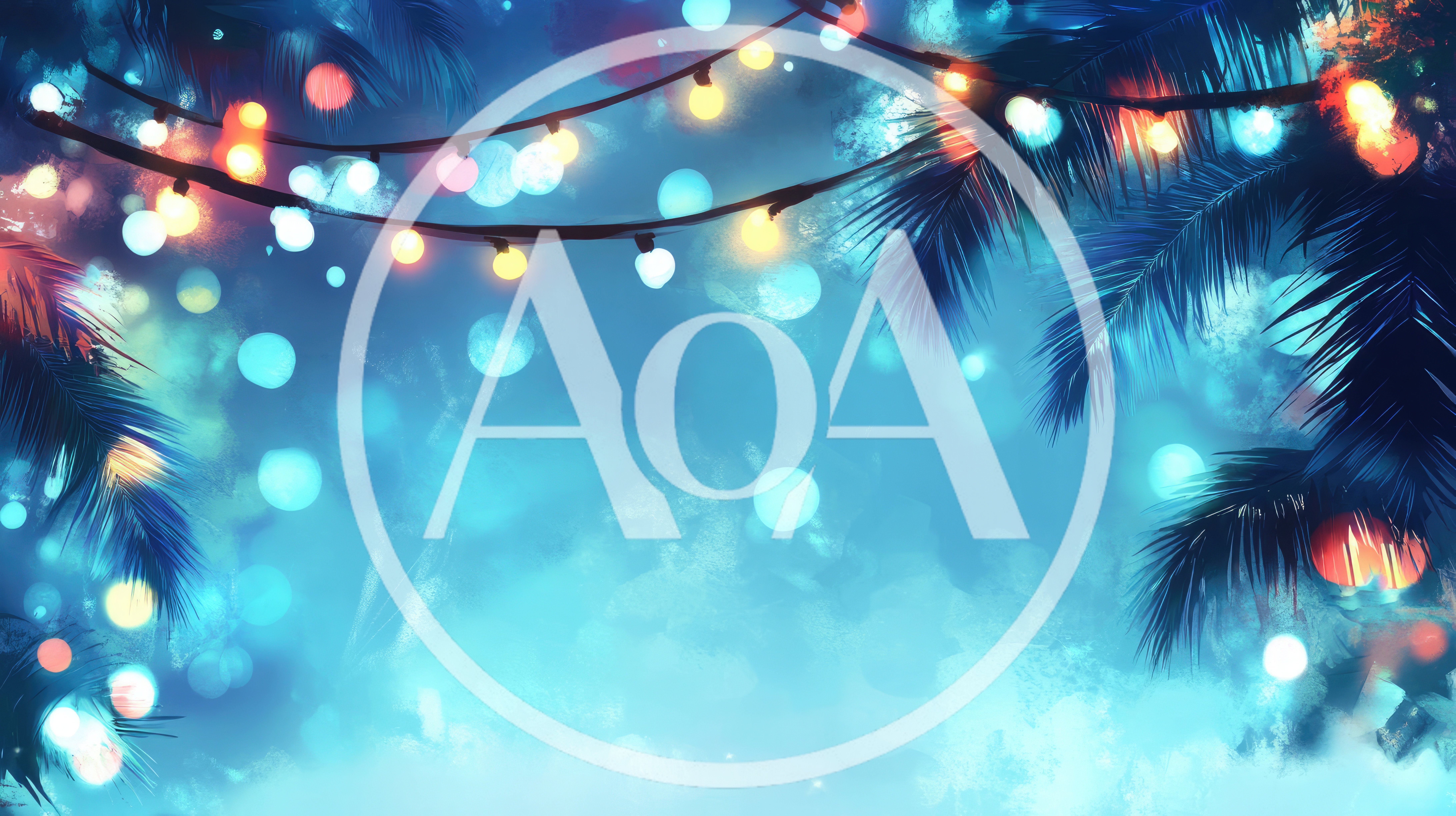 Tropical Palm Leaves With Festive String Lights