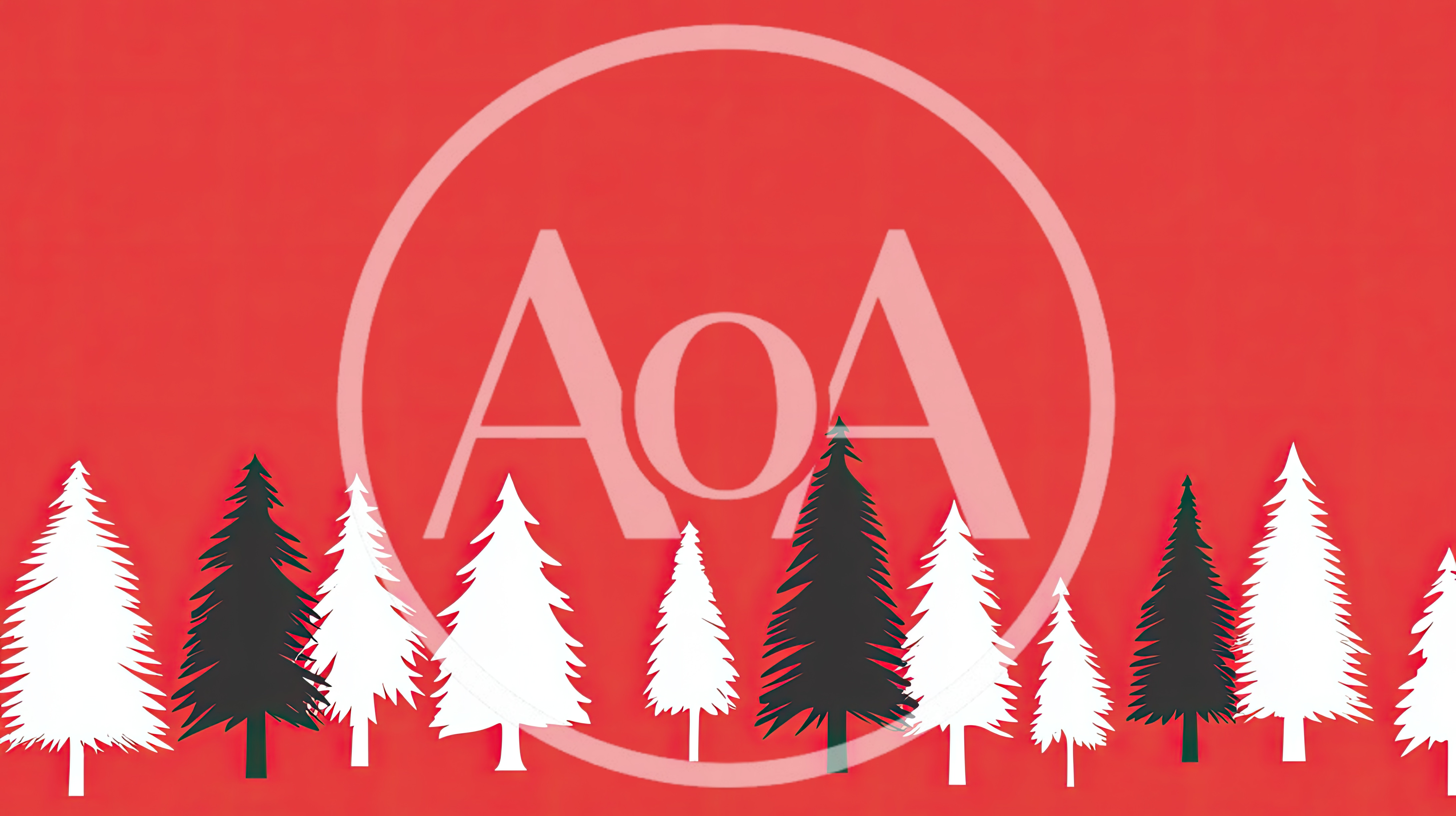 Minimalist Christmas Tree Silhouette Pattern on Red Background