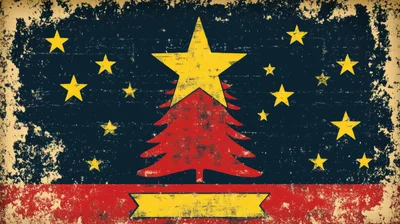 Vintage Style Christmas Tree Flag With Stars