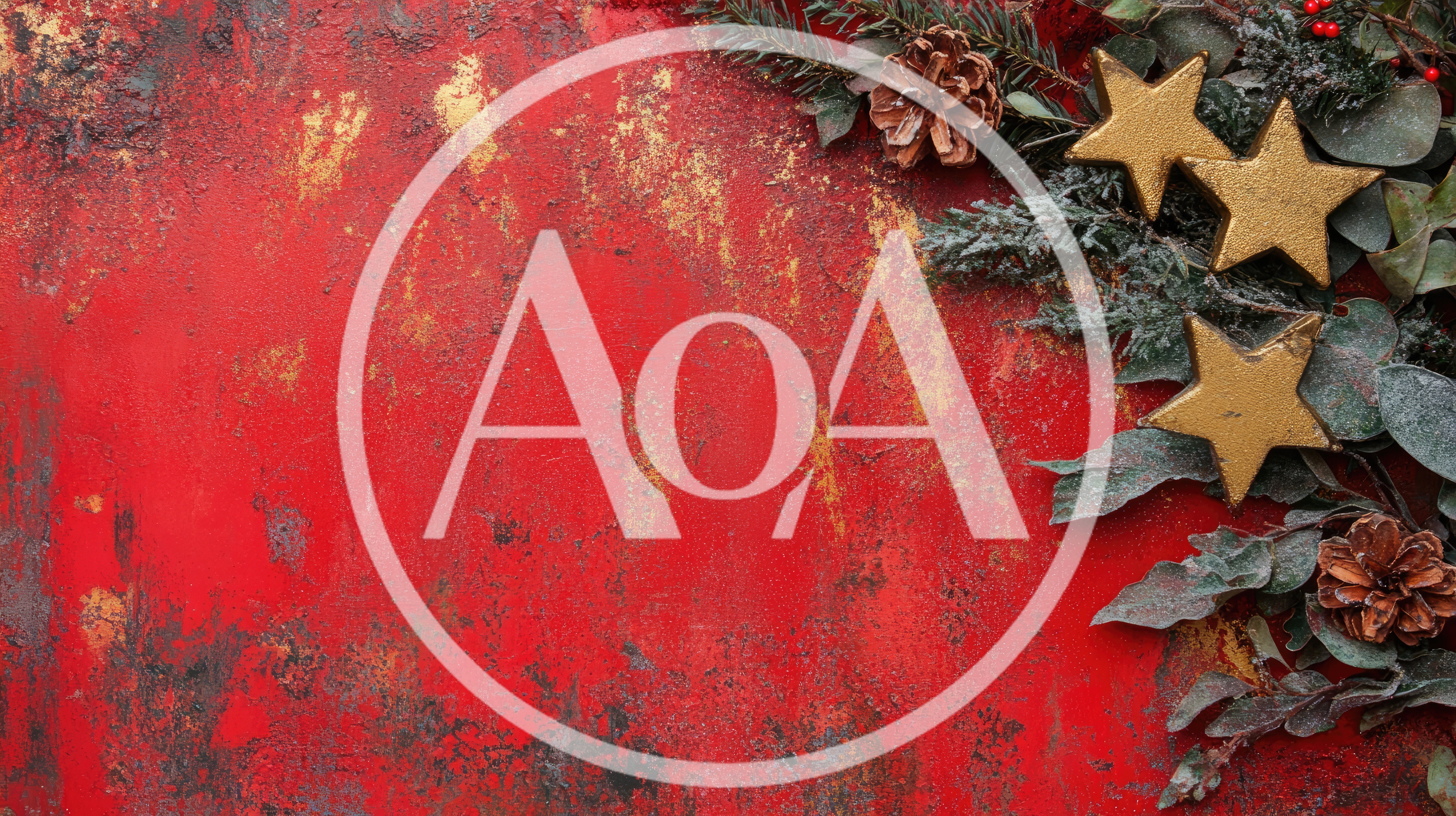Christmas Holiday Background With Gold Stars And Pinecones