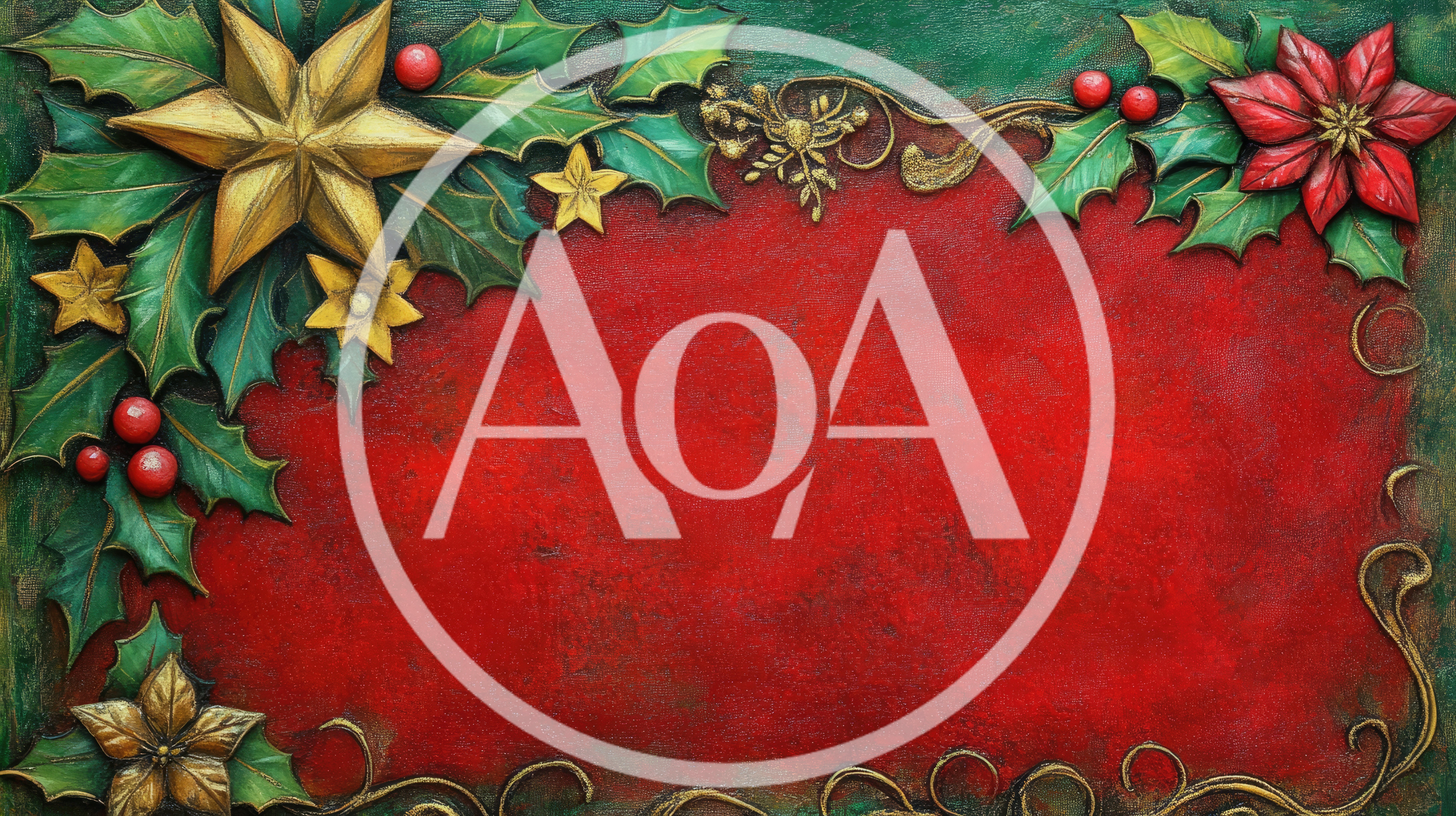 Christmas Holiday Background With Holly And Poinsettia