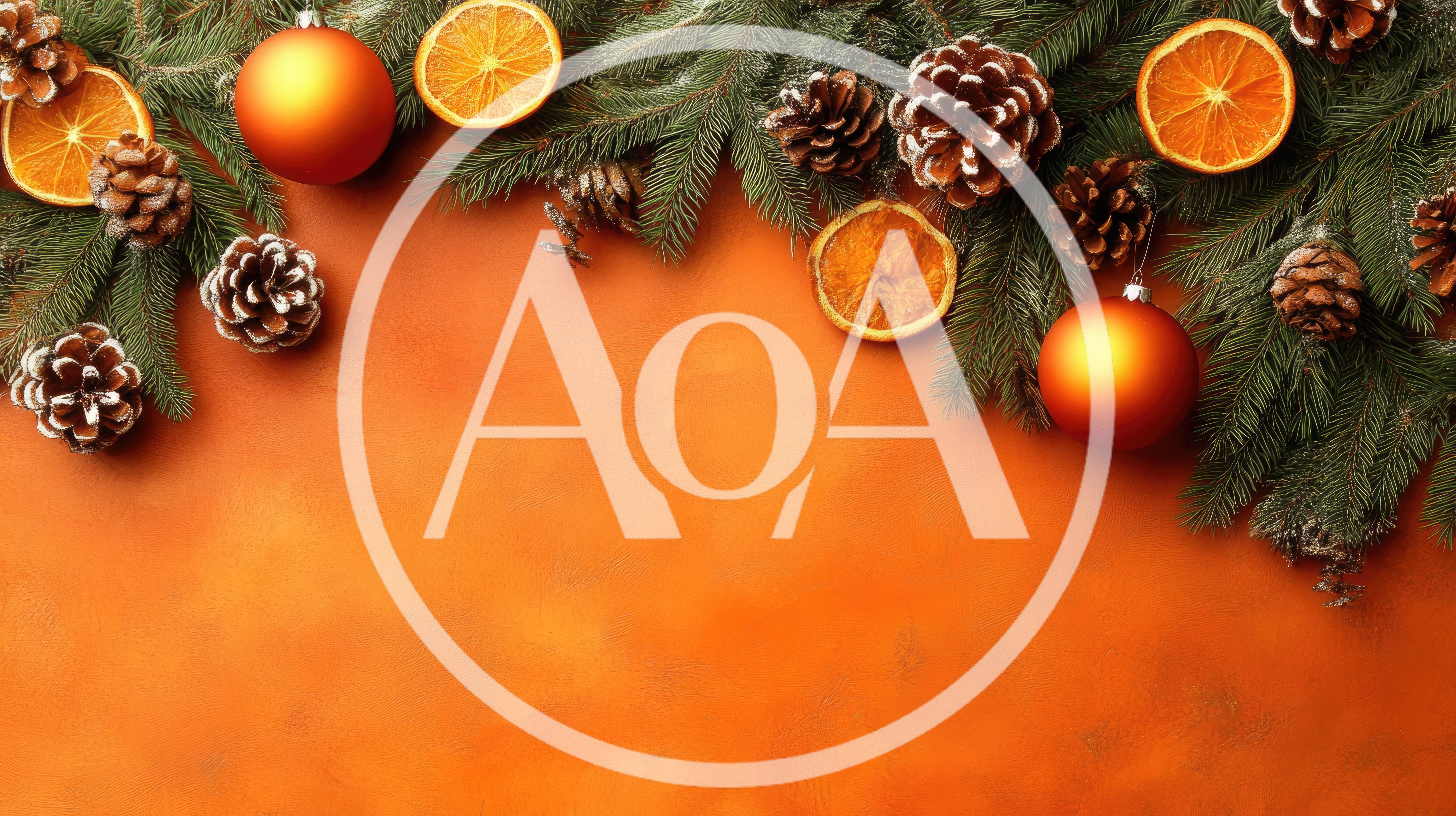 Christmas Pine Branches With Oranges And Ornaments