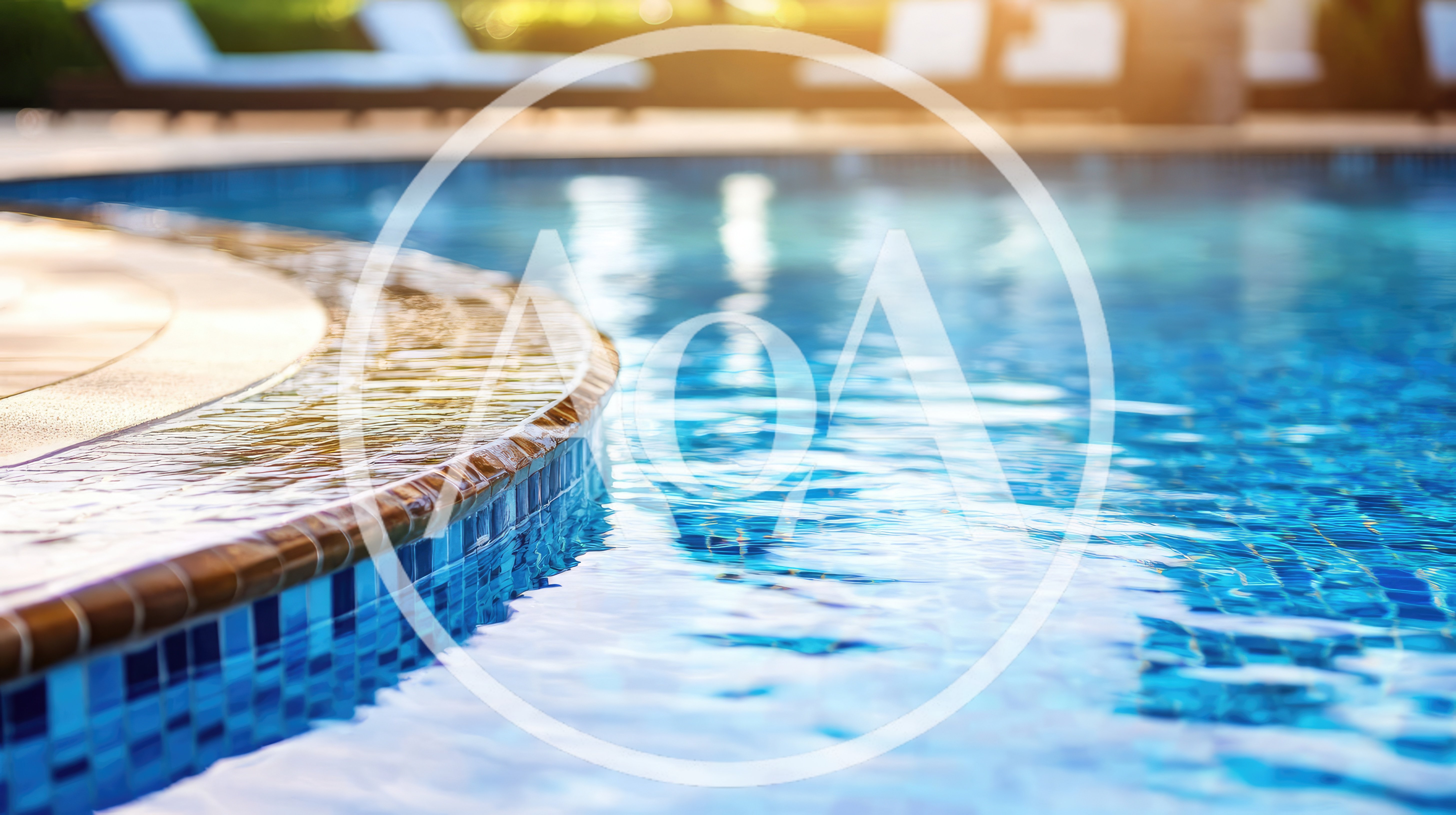 Close Up Of Swimming Pool Edge With Rippling Water