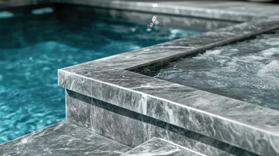 Modern Marble Pool Edge and Hot Tub