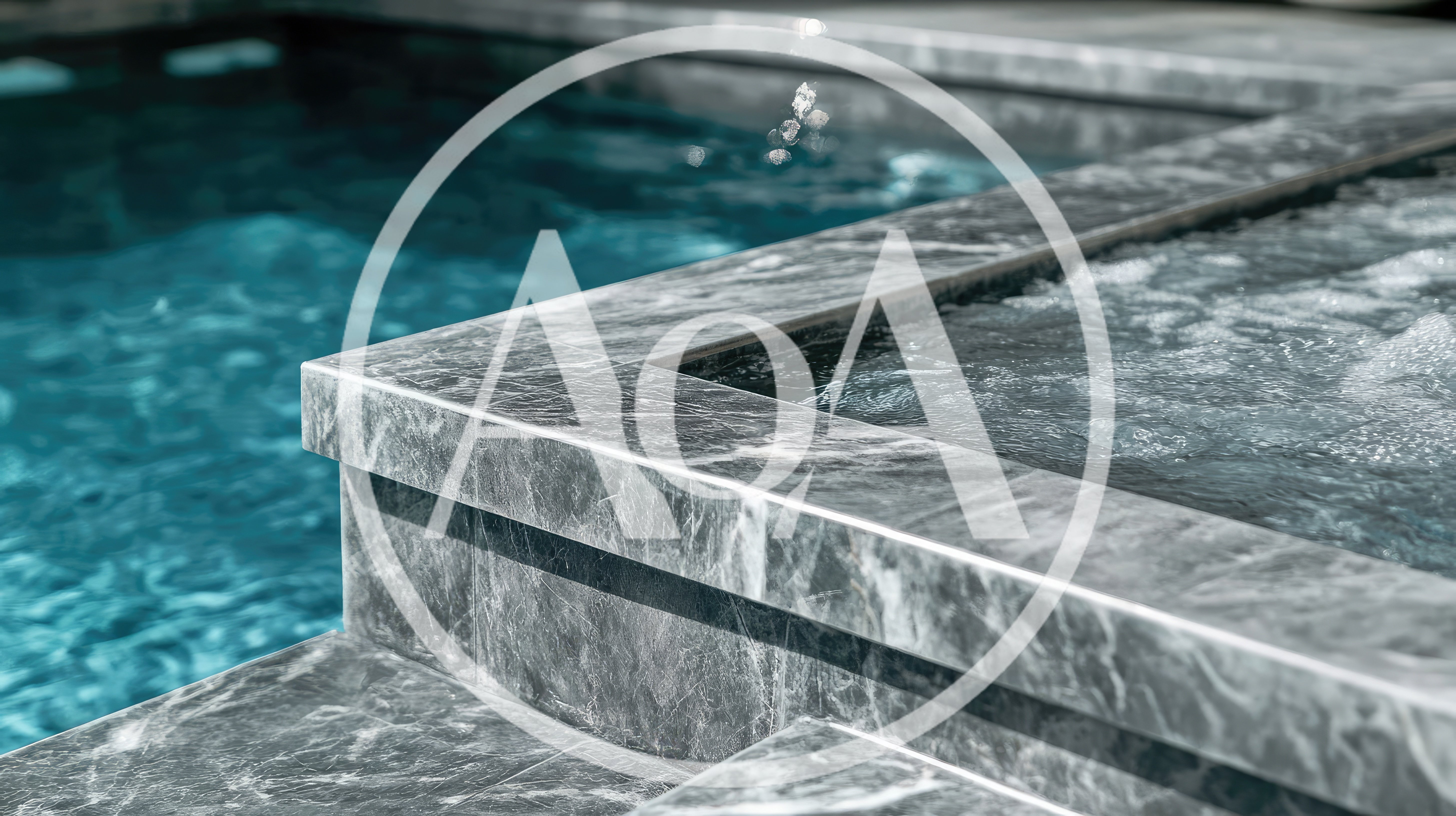 Modern Marble Pool Edge and Hot Tub