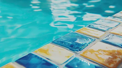 Close Up Of Swimming Pool Edge Tiles