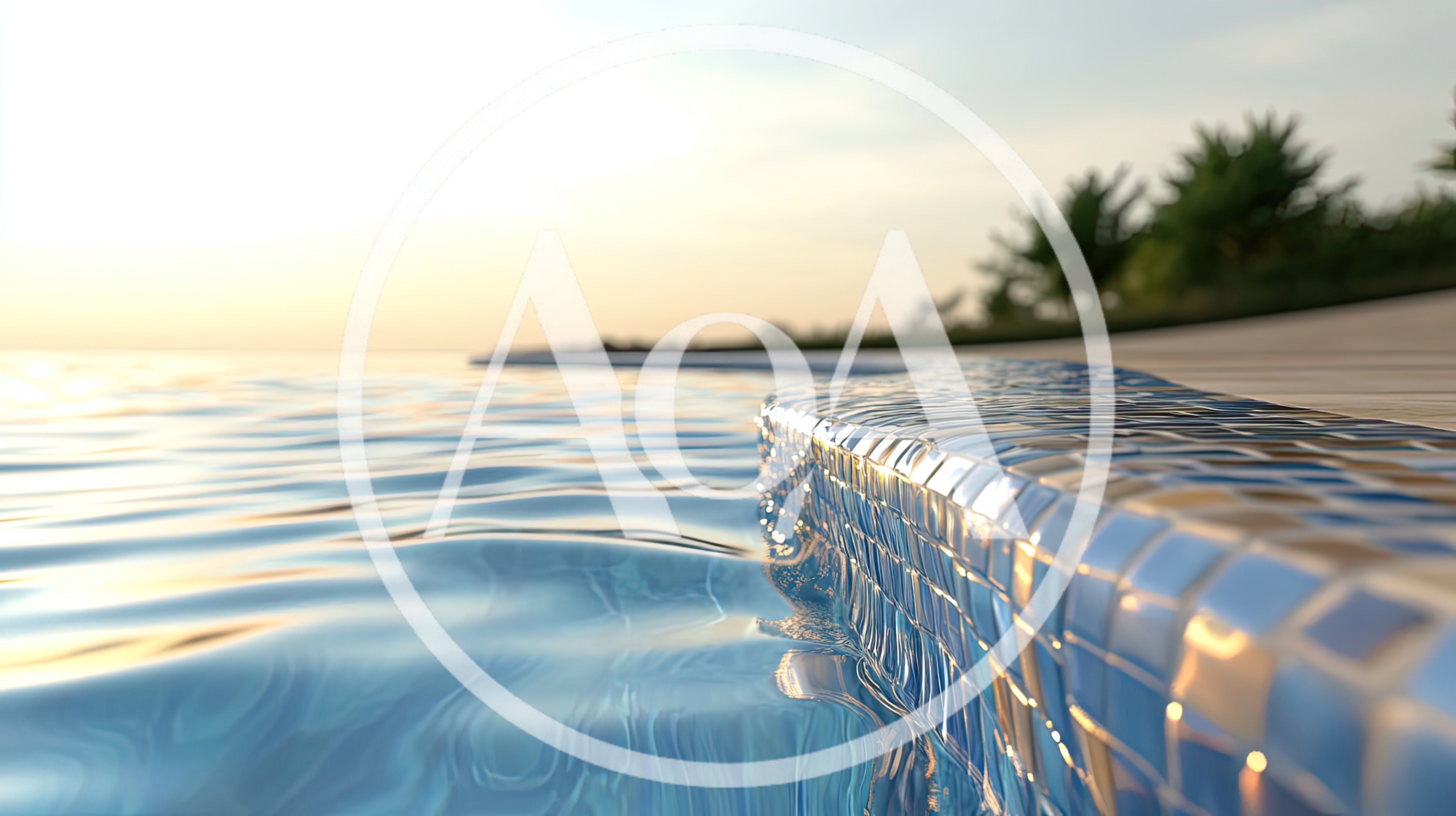 Close Up Of Infinity Pool Edge At Sunset