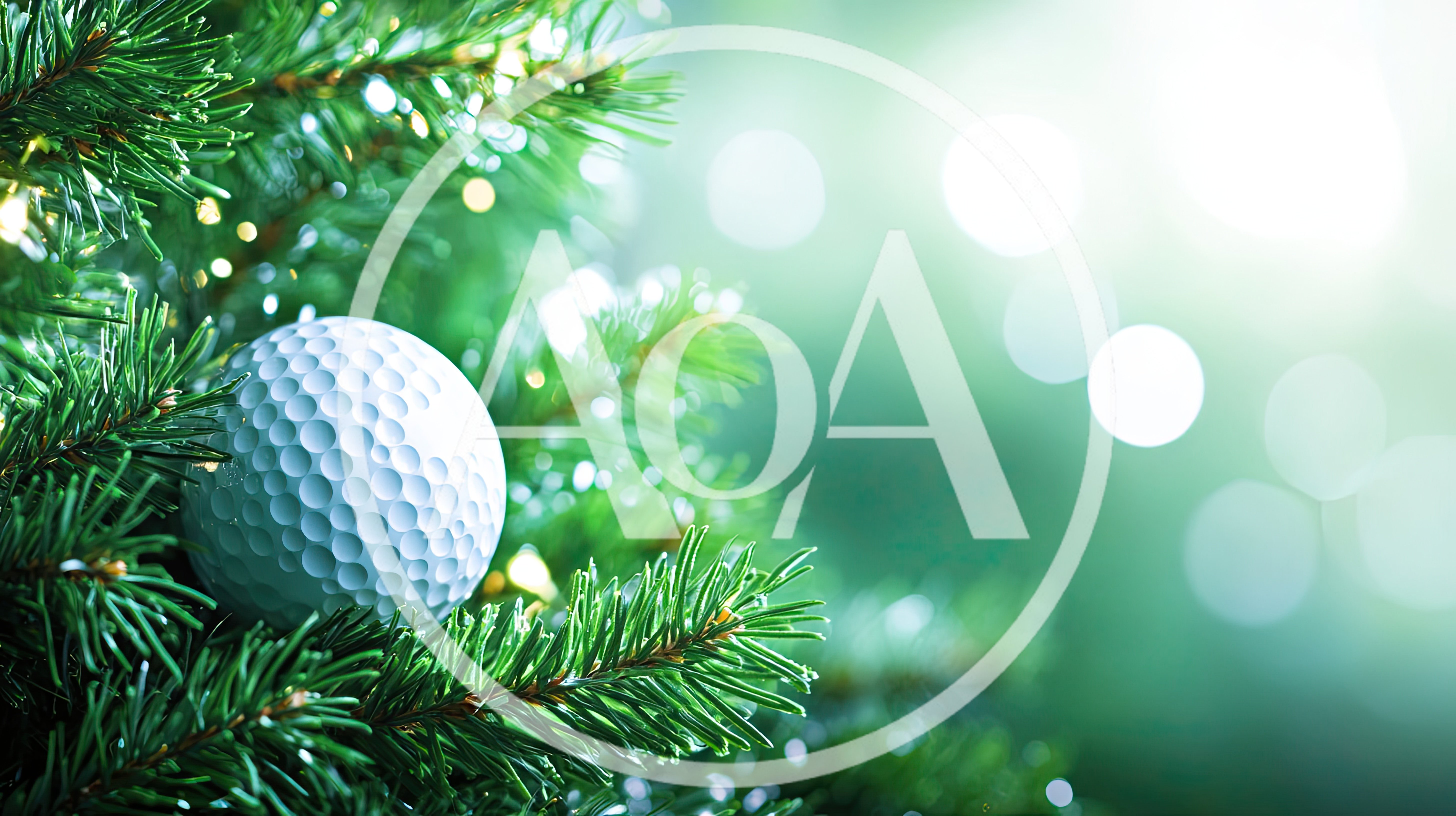 Golf Ball Ornament Nestled In Christmas Tree Branches
