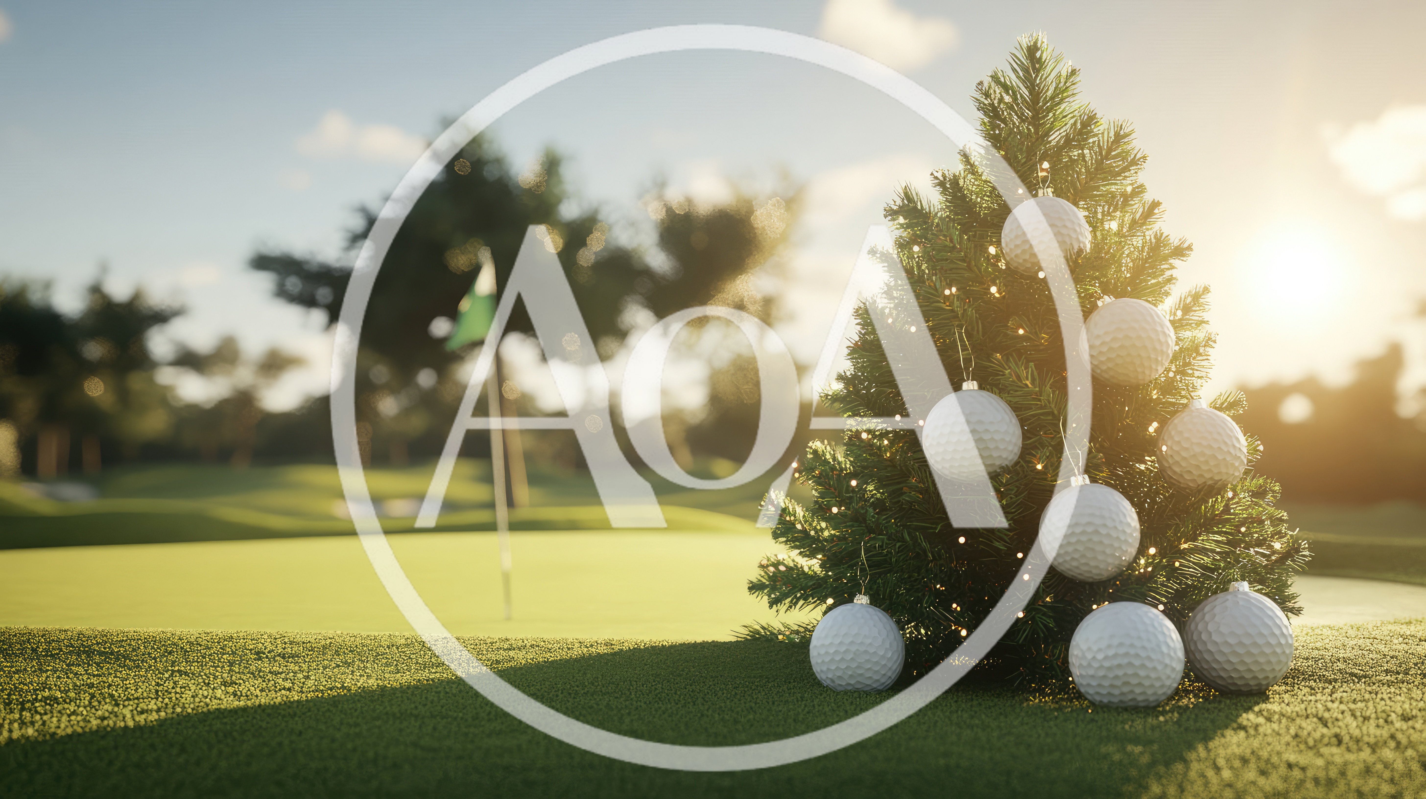 Christmas Tree Decorated With Golf Balls On Golf Course