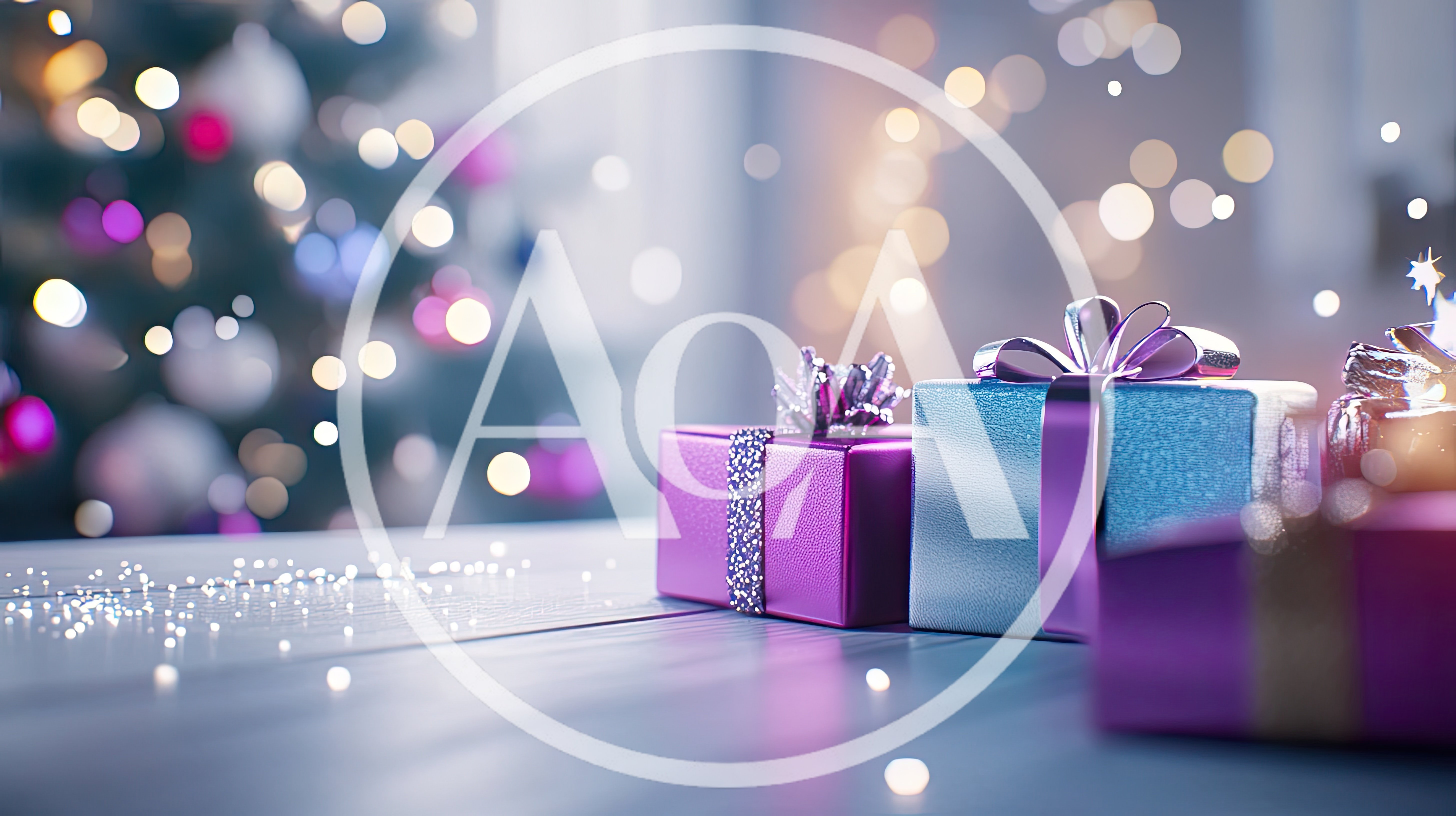 Christmas Gift Boxes With Bokeh Lights Background
