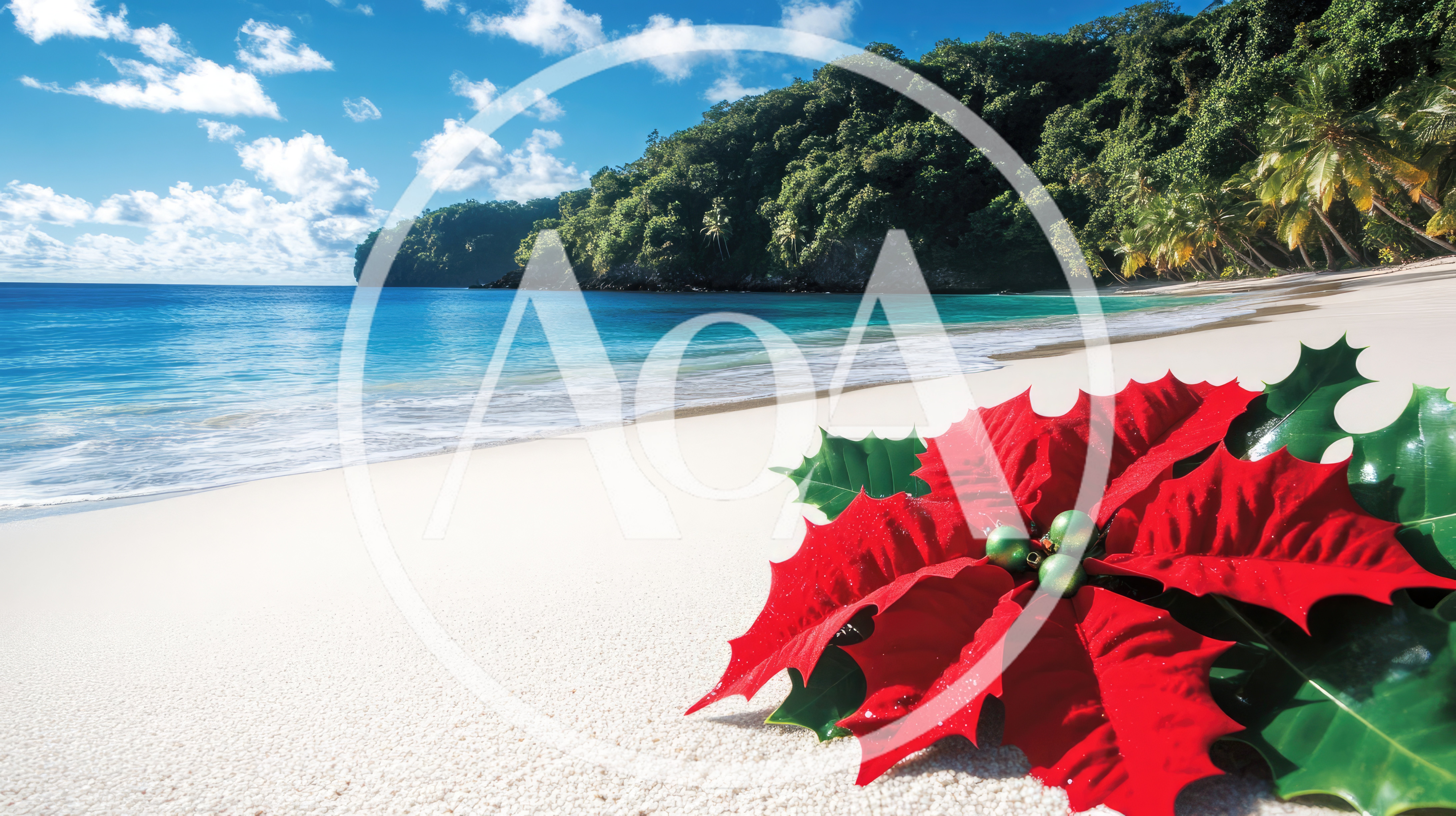 Poinsettia Flower on a Tropical Beach