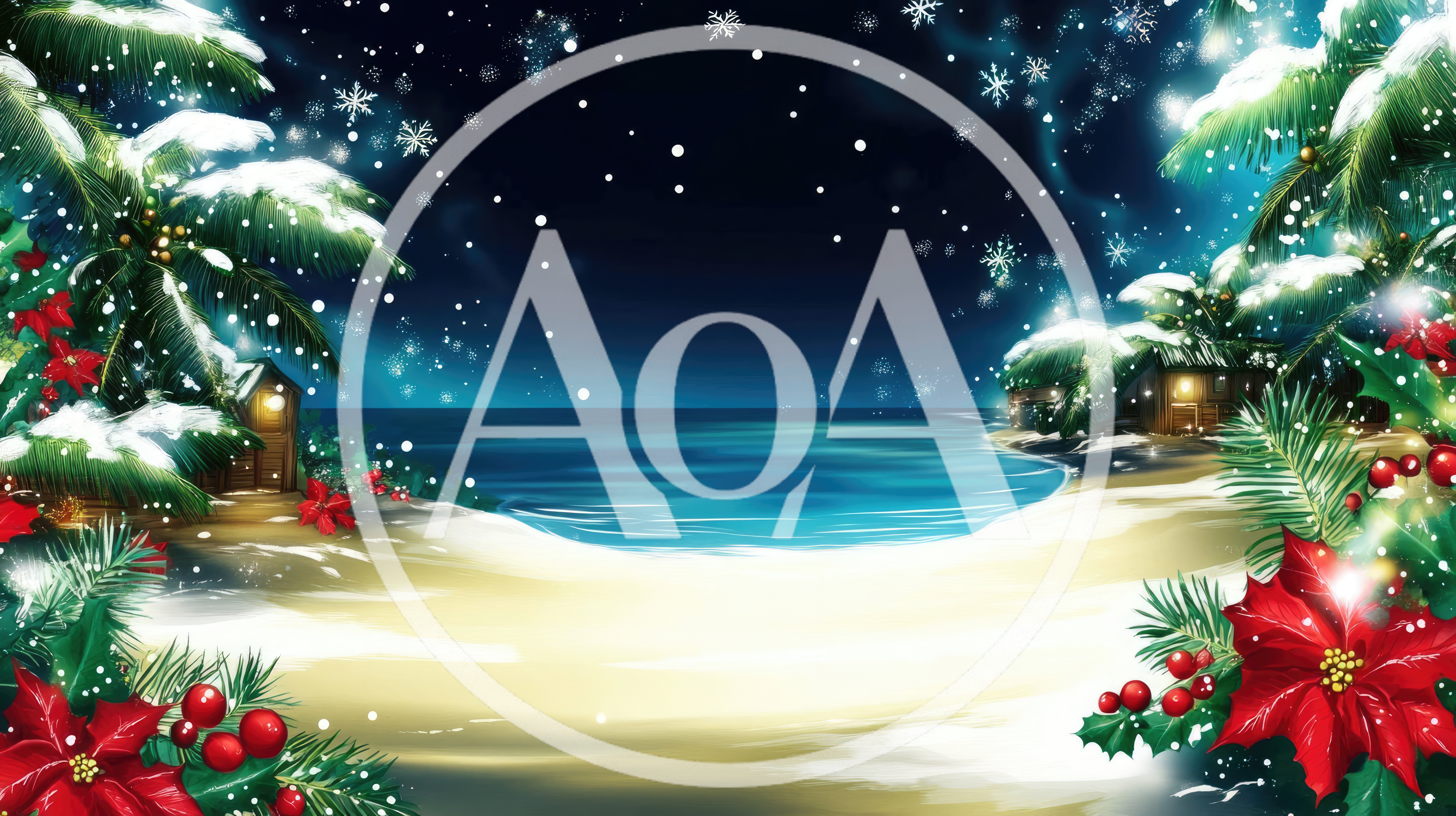 Tropical Beach Scene Decorated For Christmas Holidays