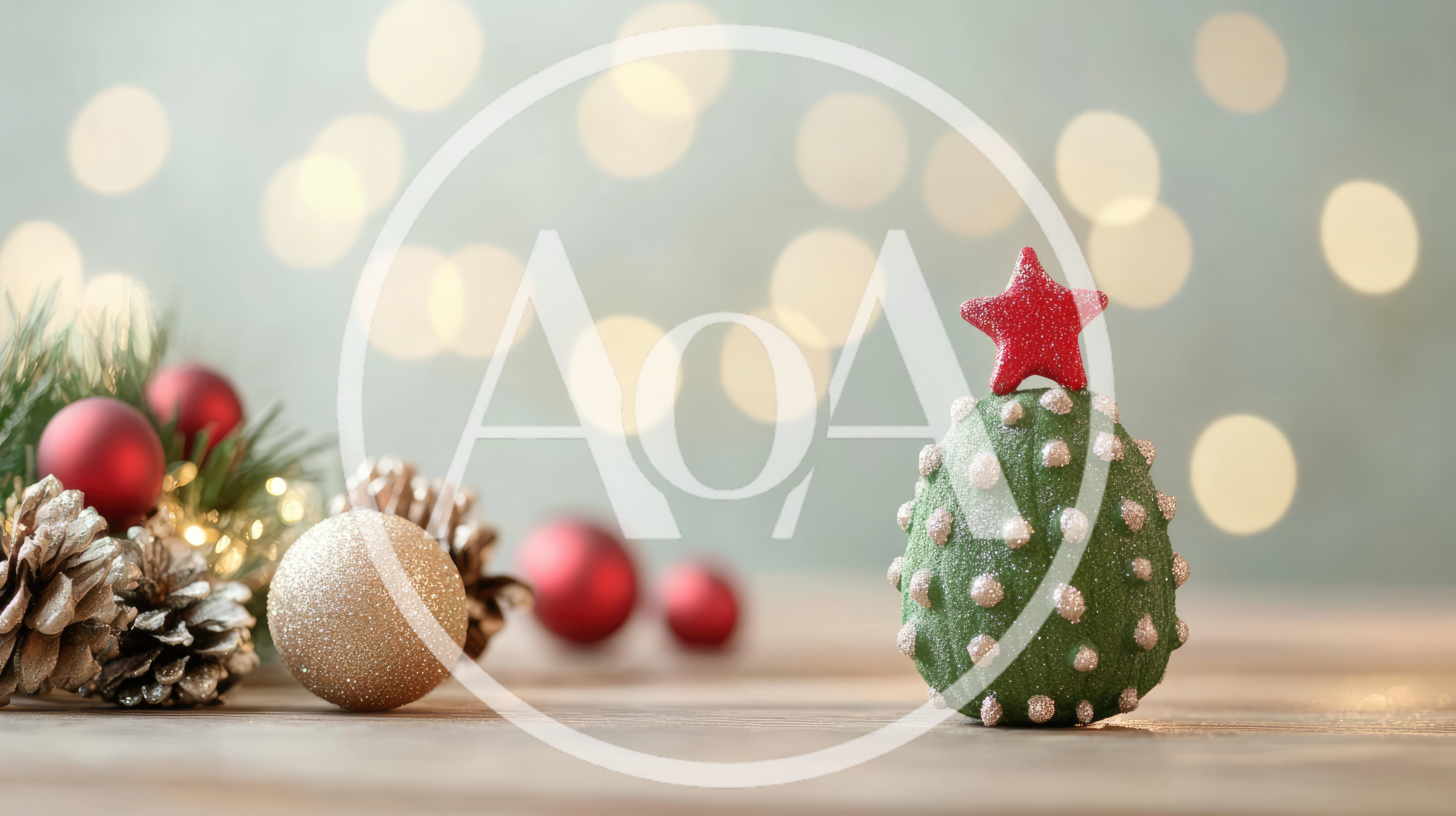 Christmas Tree Ornament With Red Star And Bokeh Background