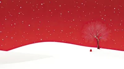 Minimalist Winter Landscape With A Single Tree And Snow