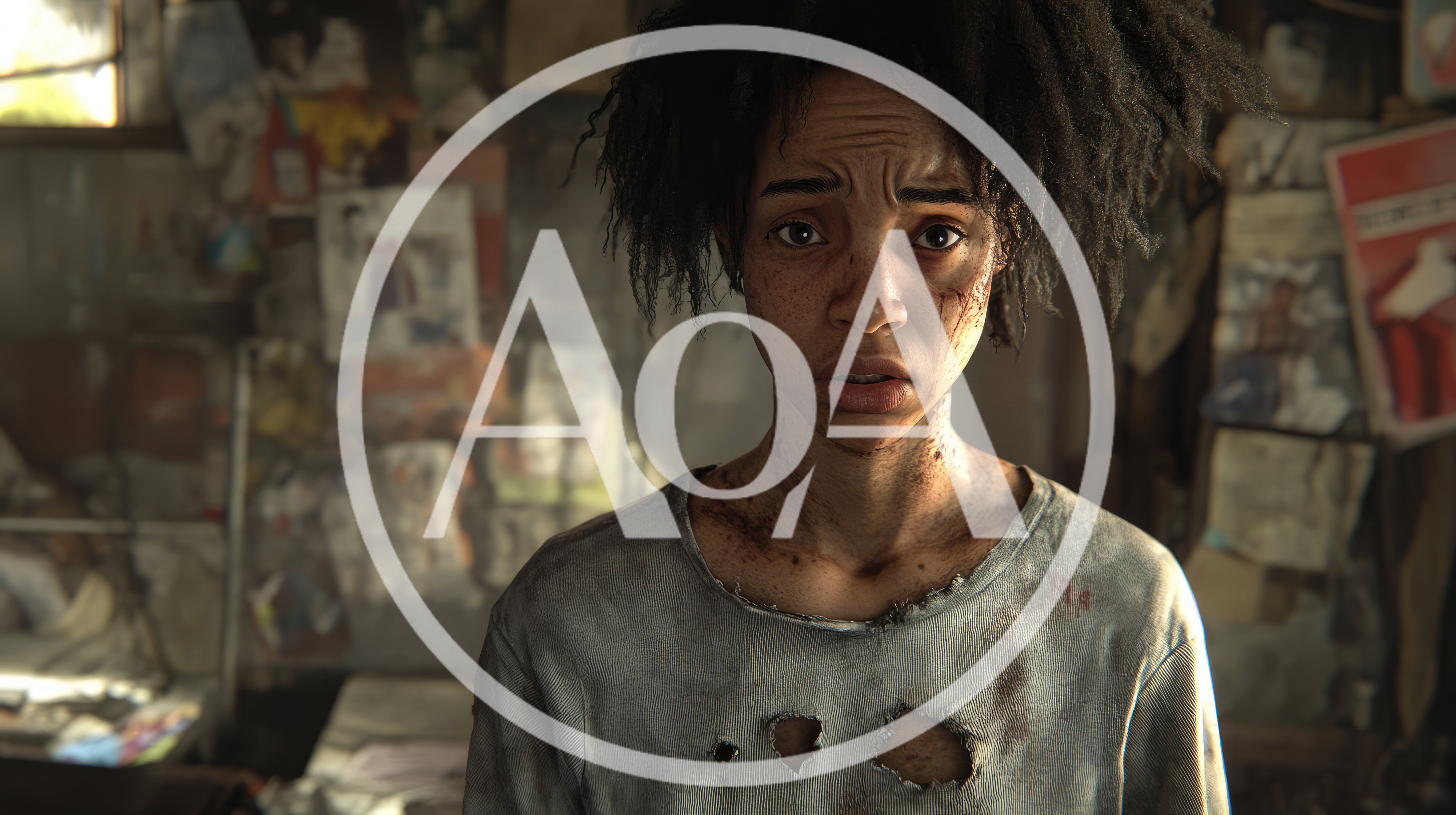 Distressed Young Woman With Injuries In Dilapidated Room