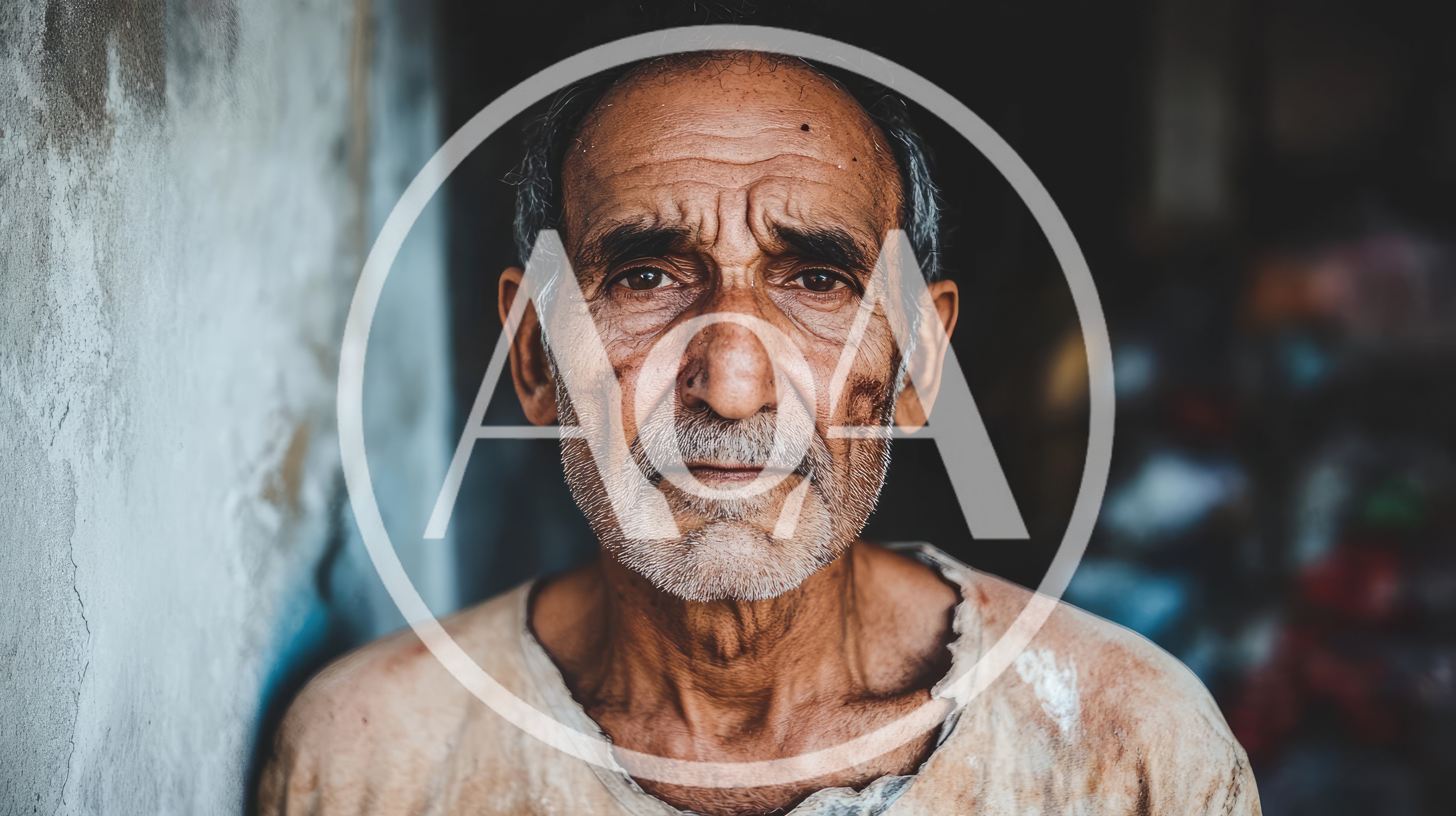 Portrait Of An Elderly Man With Weathered Skin