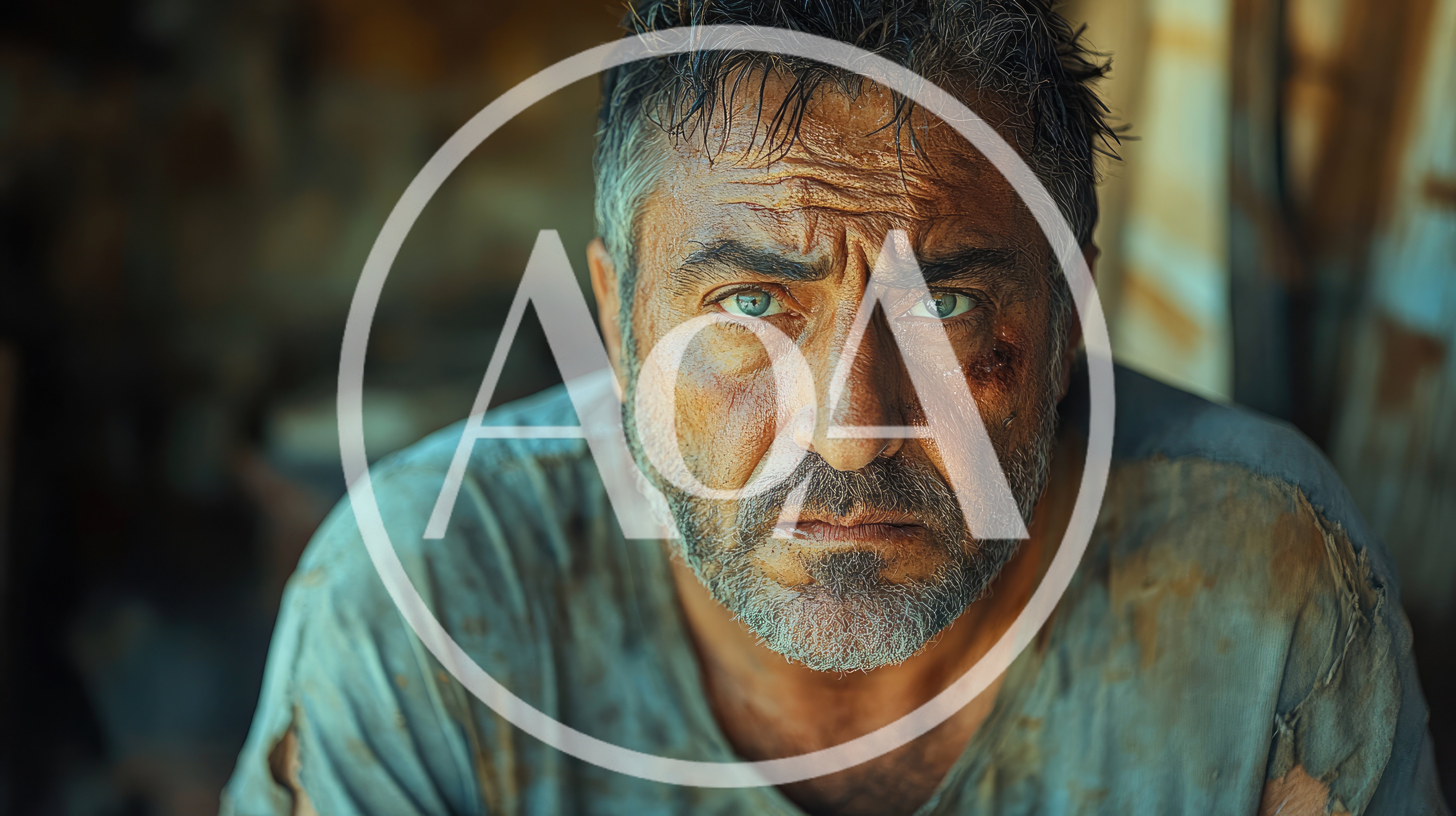 Portrait Of A Weathered Man With A Bruised Face