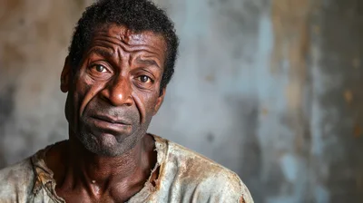 Portrait Of An Elderly Man In Distressed Clothing