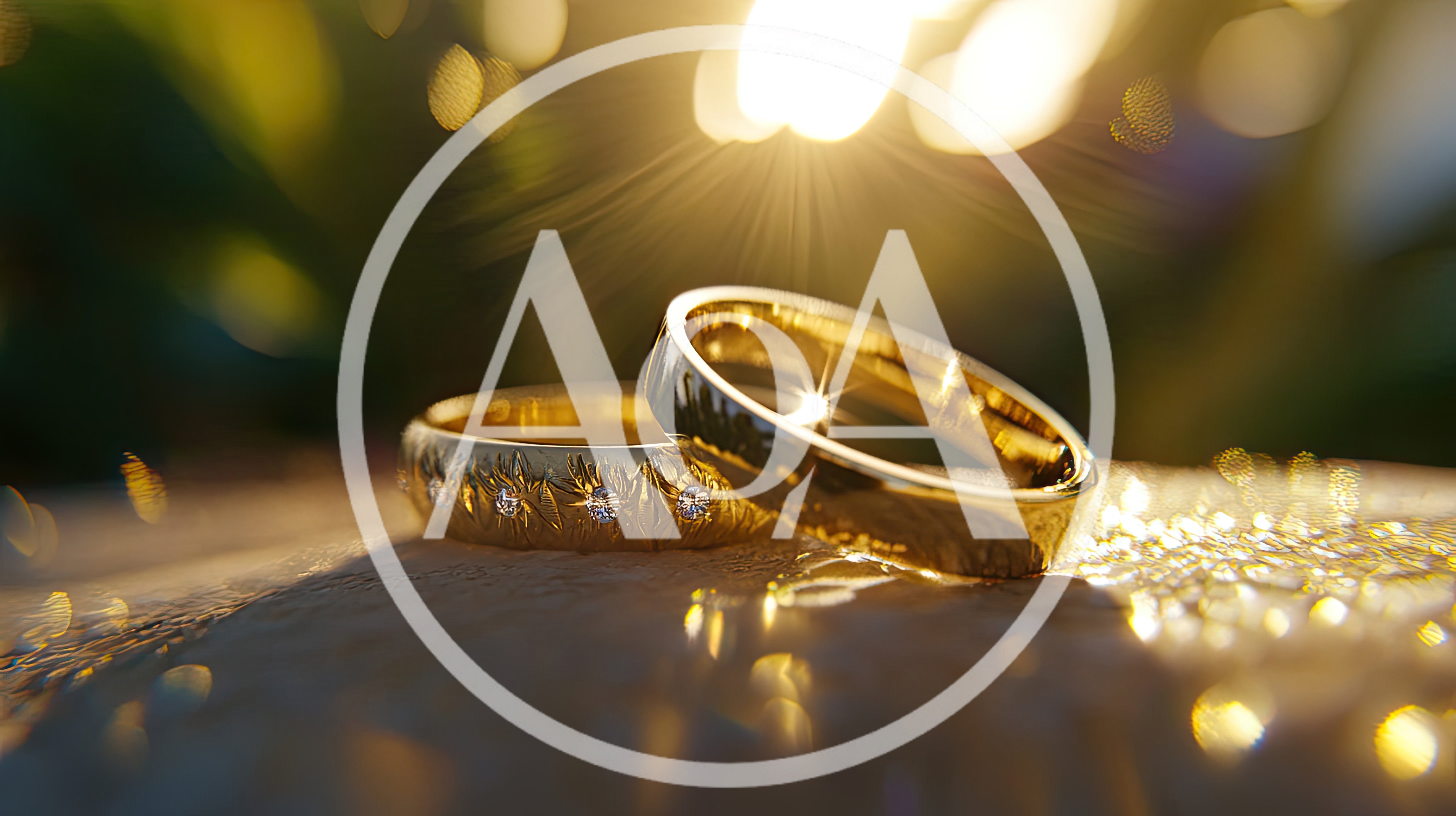 Two Gold Wedding Rings Resting On A Textured Surface