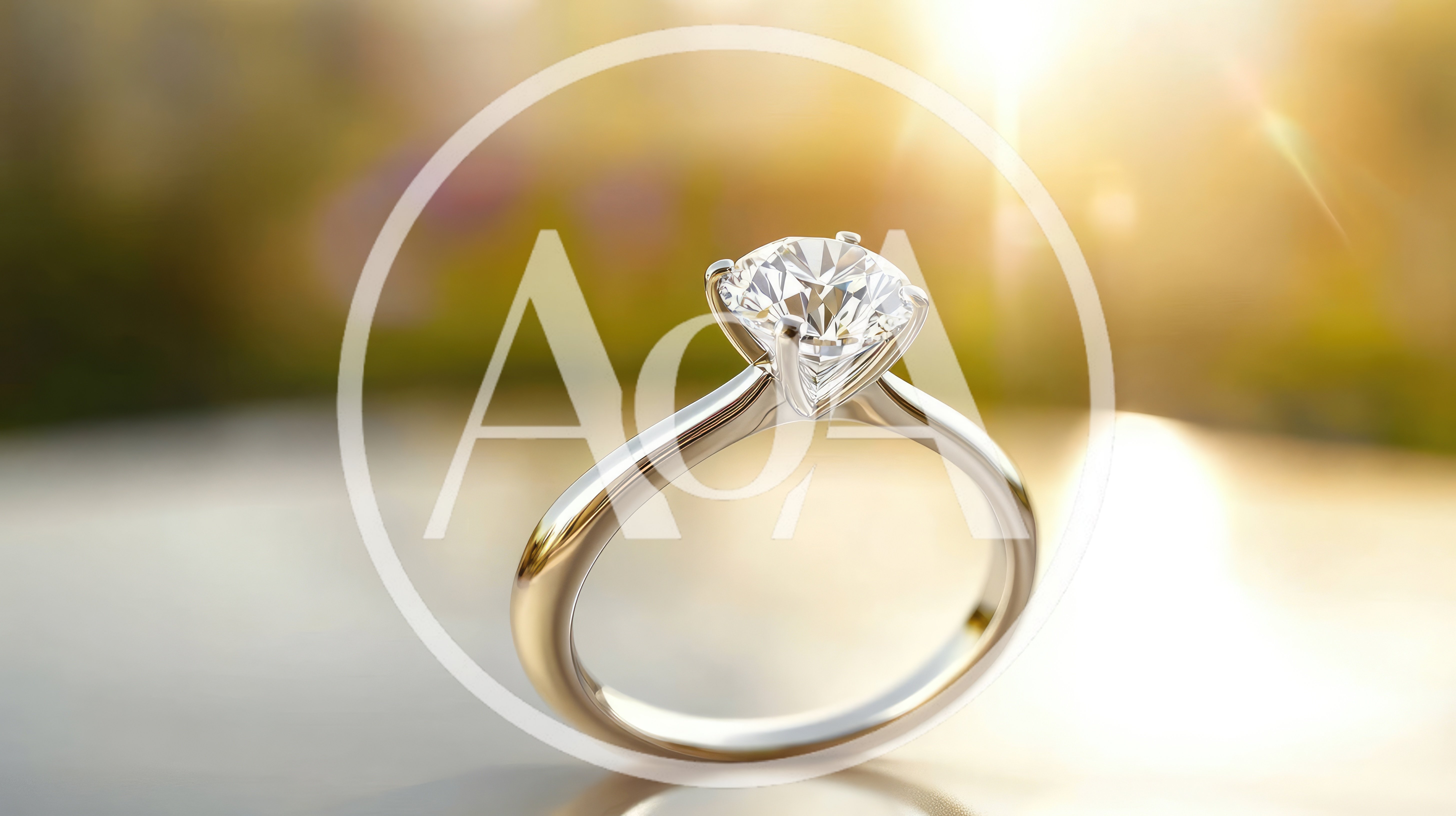Diamond Engagement Ring On A Reflective Surface