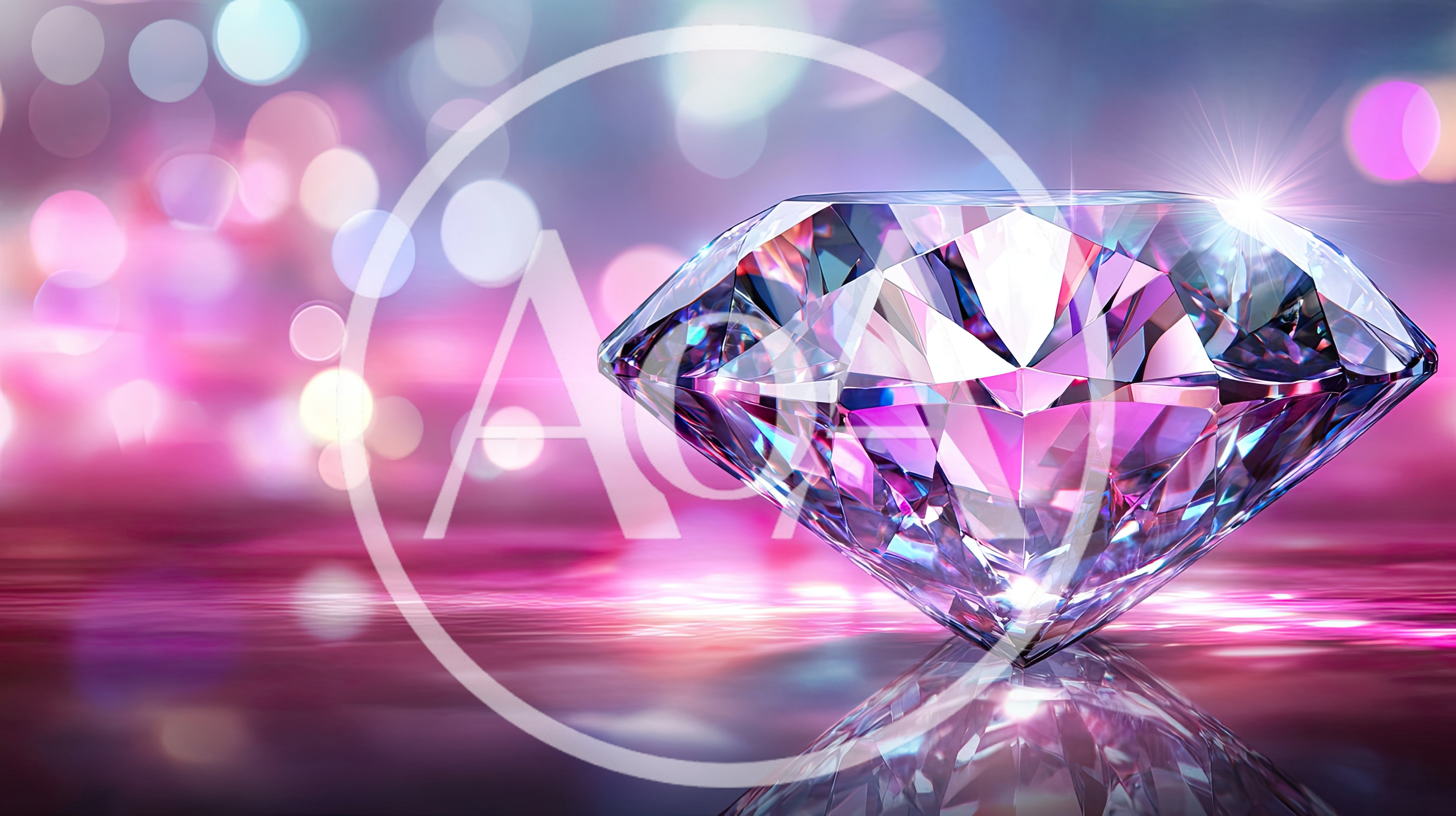 Large Brilliant Cut Diamond With Pink Bokeh Background