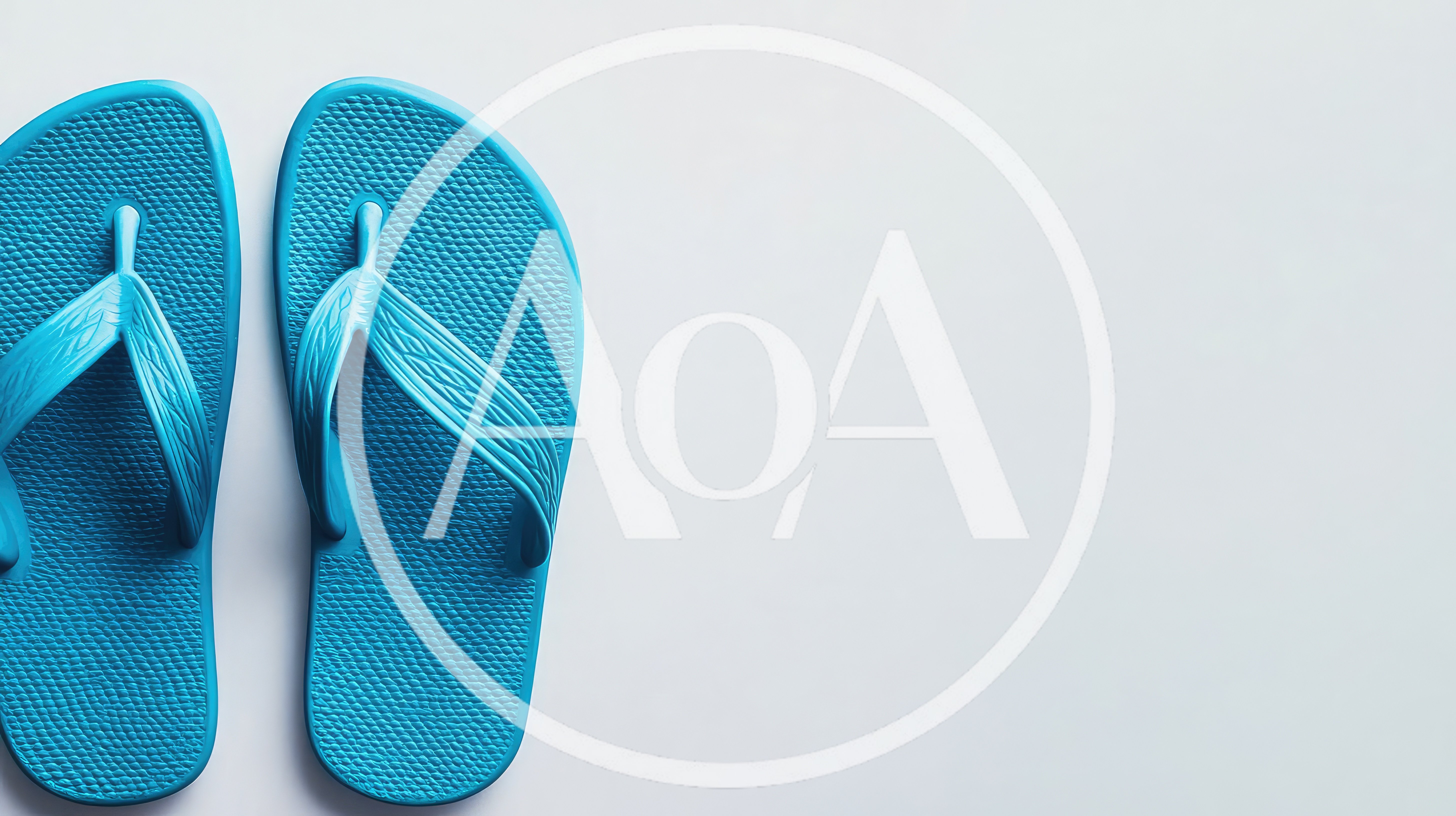 Pair Of Bright Blue Flip Flops On White Background