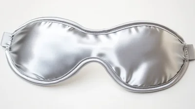 Silver Satin Sleep Mask on White Background