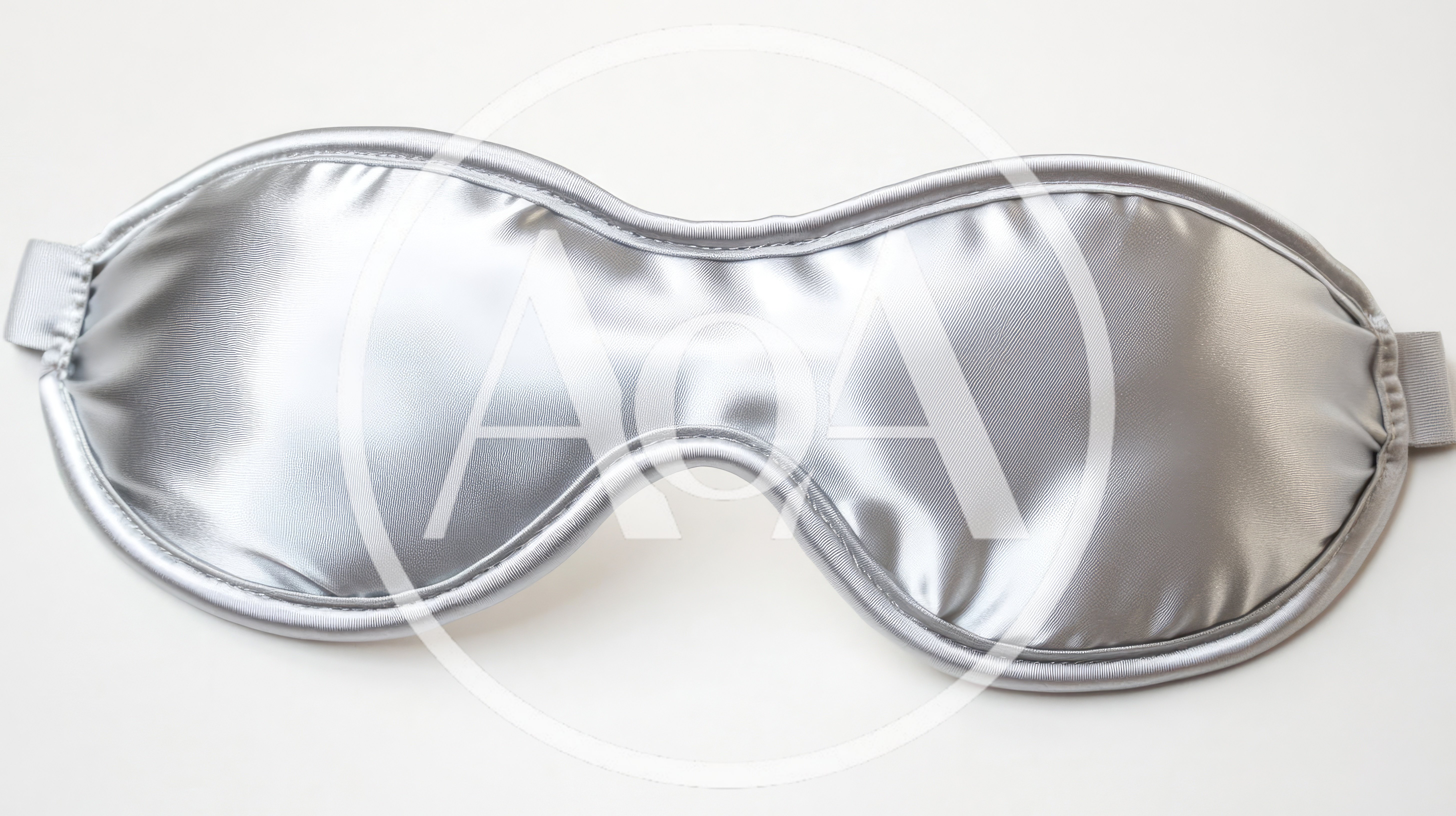 Silver Satin Sleep Mask on White Background