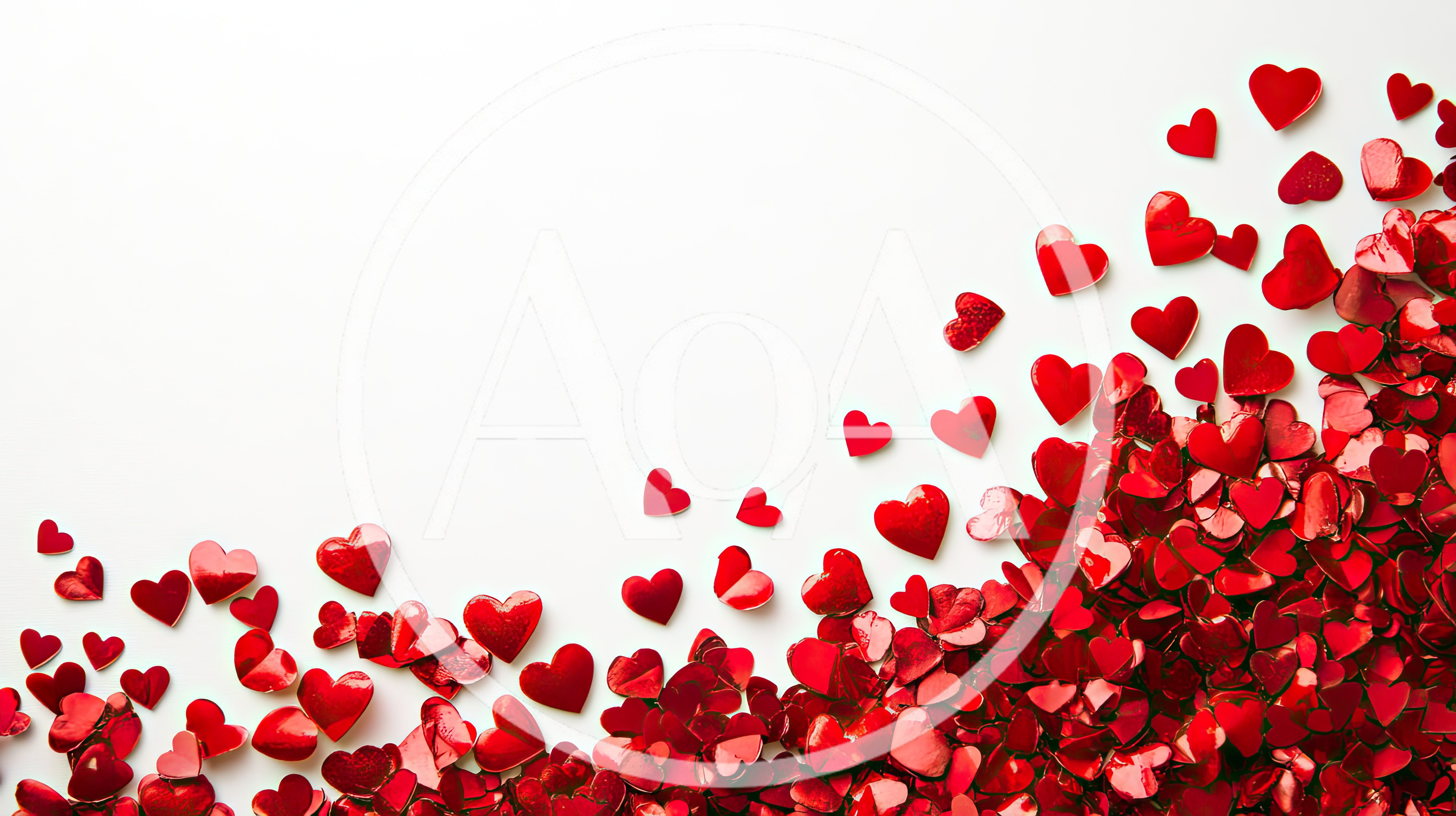 Red Heart Confetti Scattered On White Background