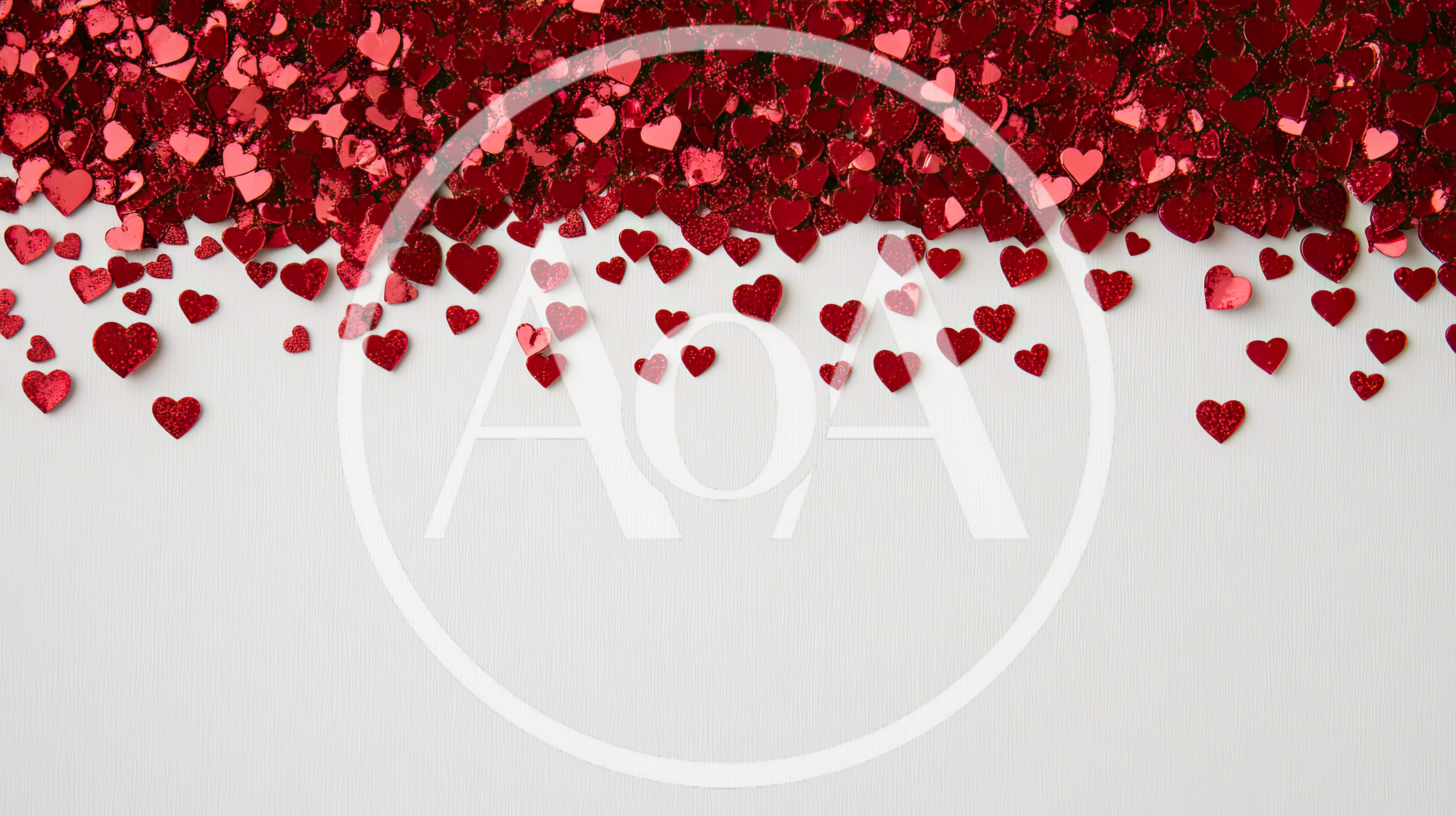 Red Heart Confetti Scattered On White Background