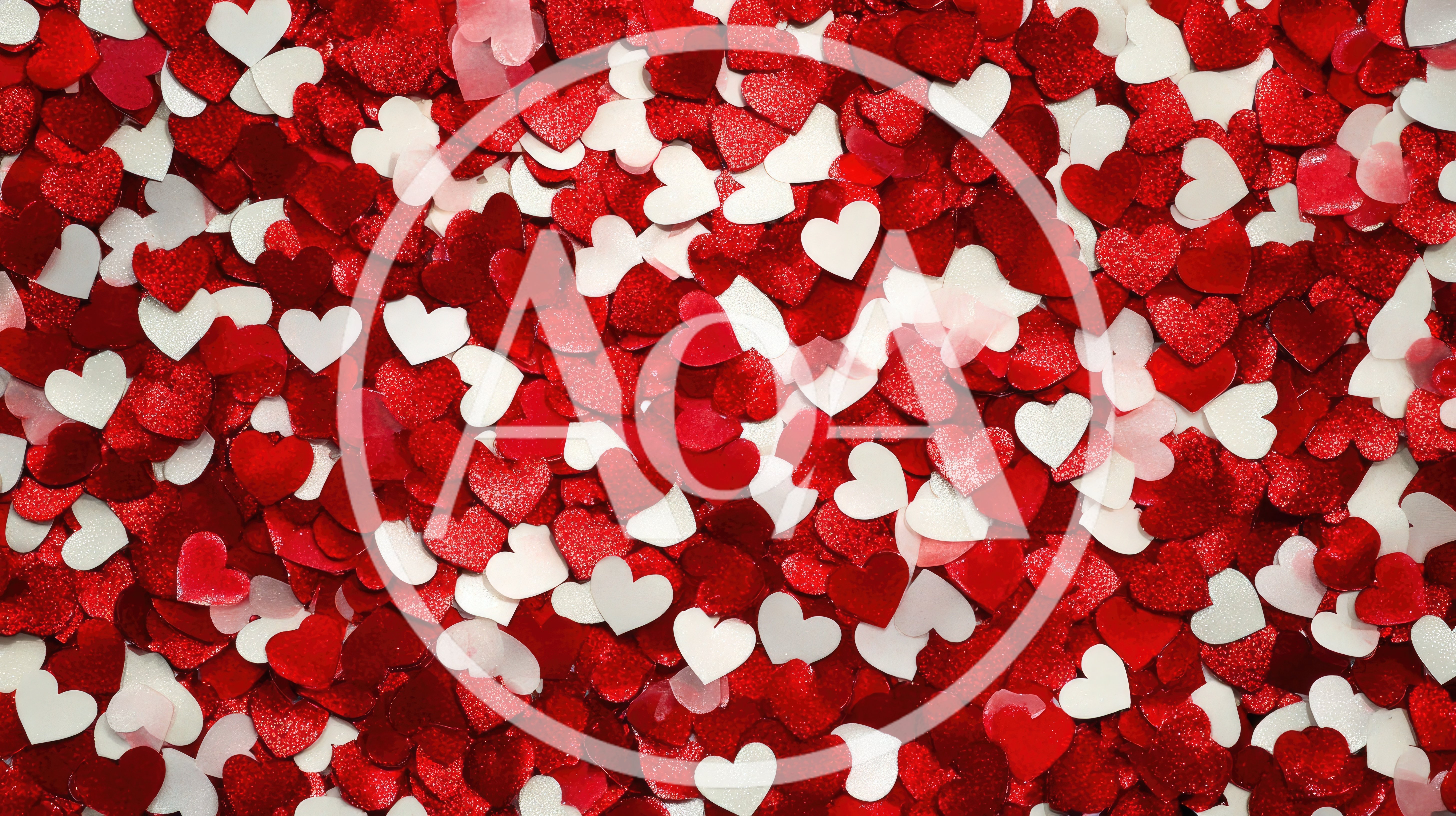Red and White Glitter Heart Confetti Background