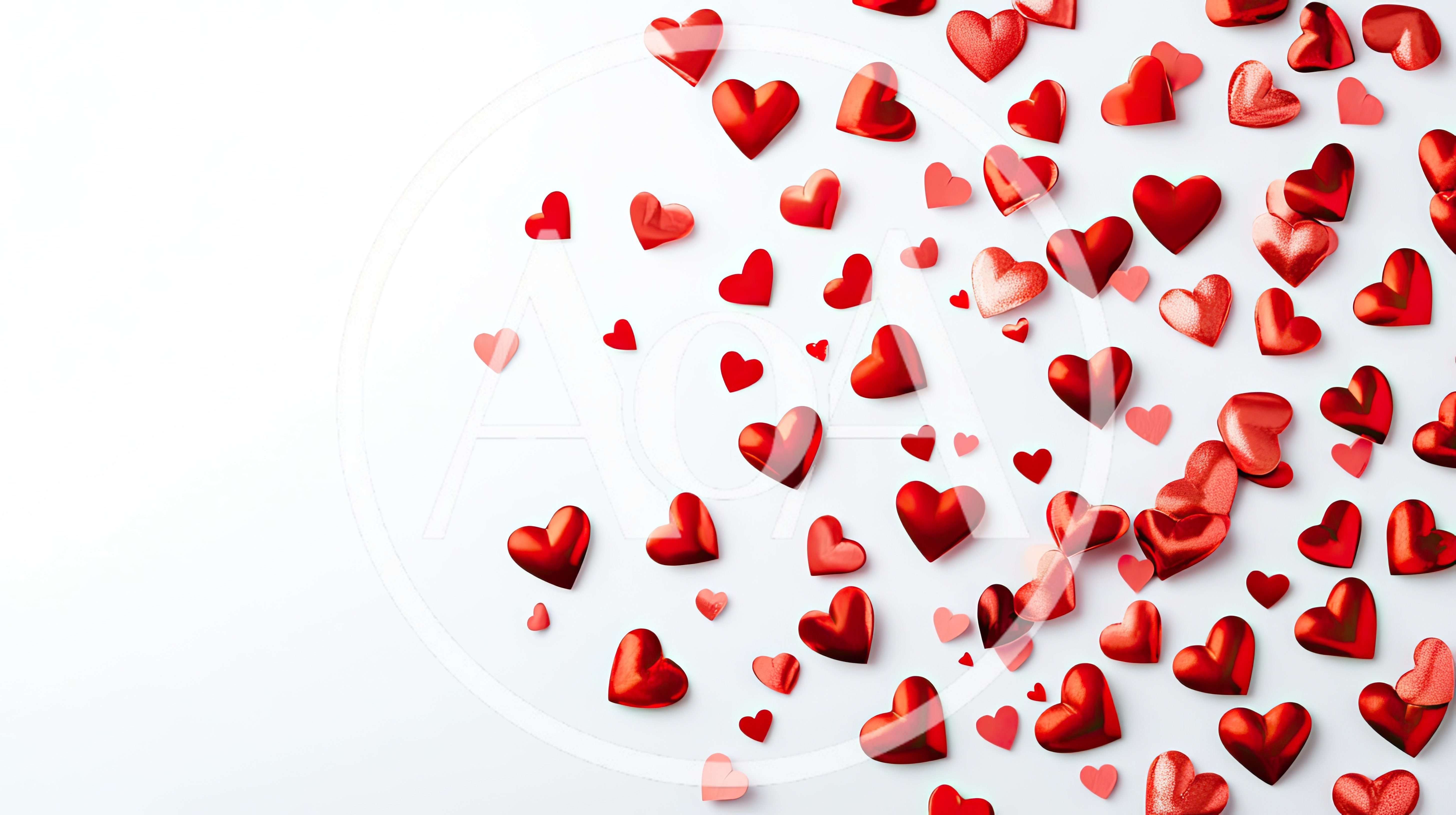 Red Heart Confetti Scattered On White Background