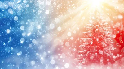 Snowy Christmas Tree Against A Festive Bokeh Background