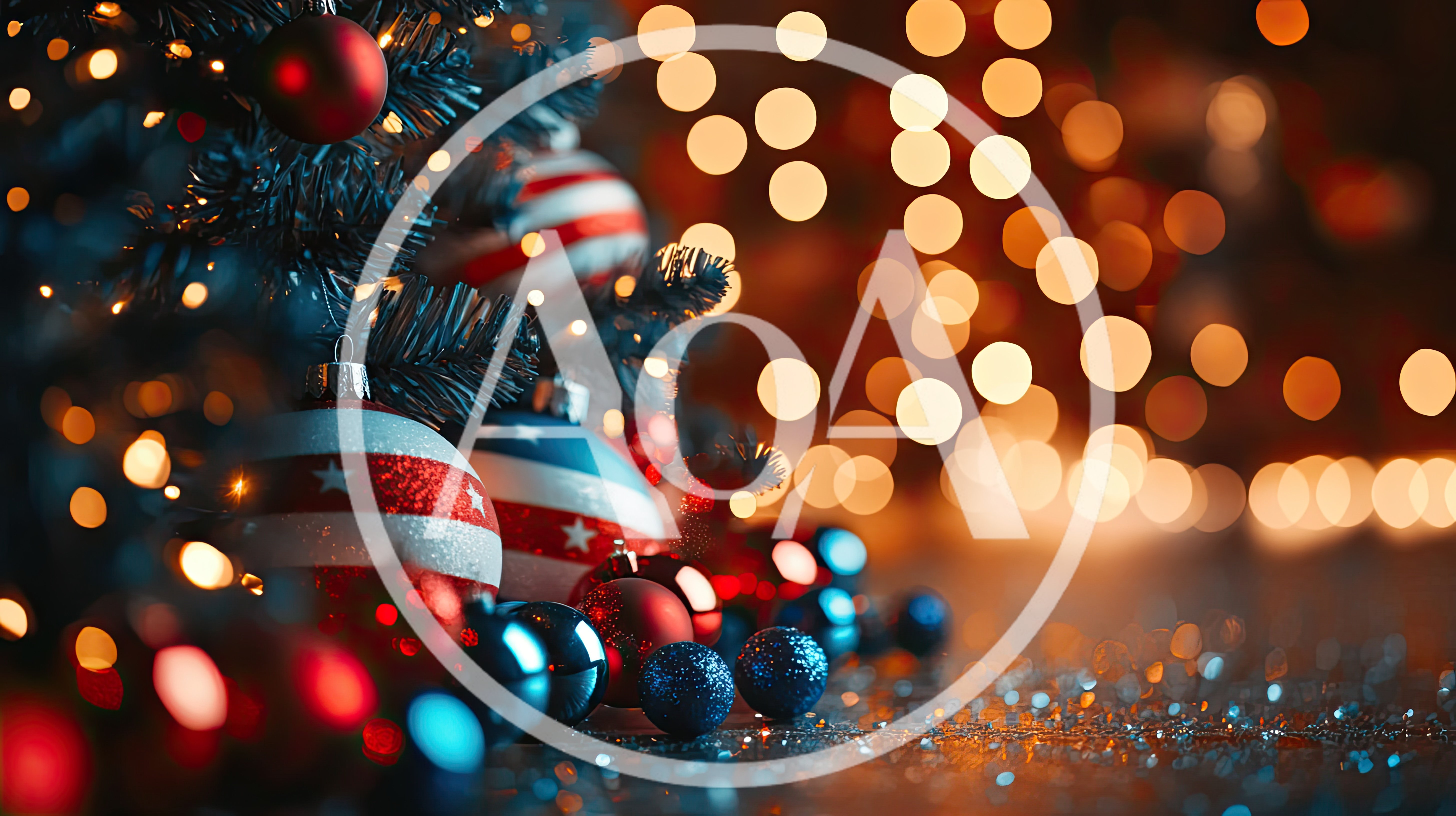 Patriotic Christmas Ornaments Under A Decorated Tree