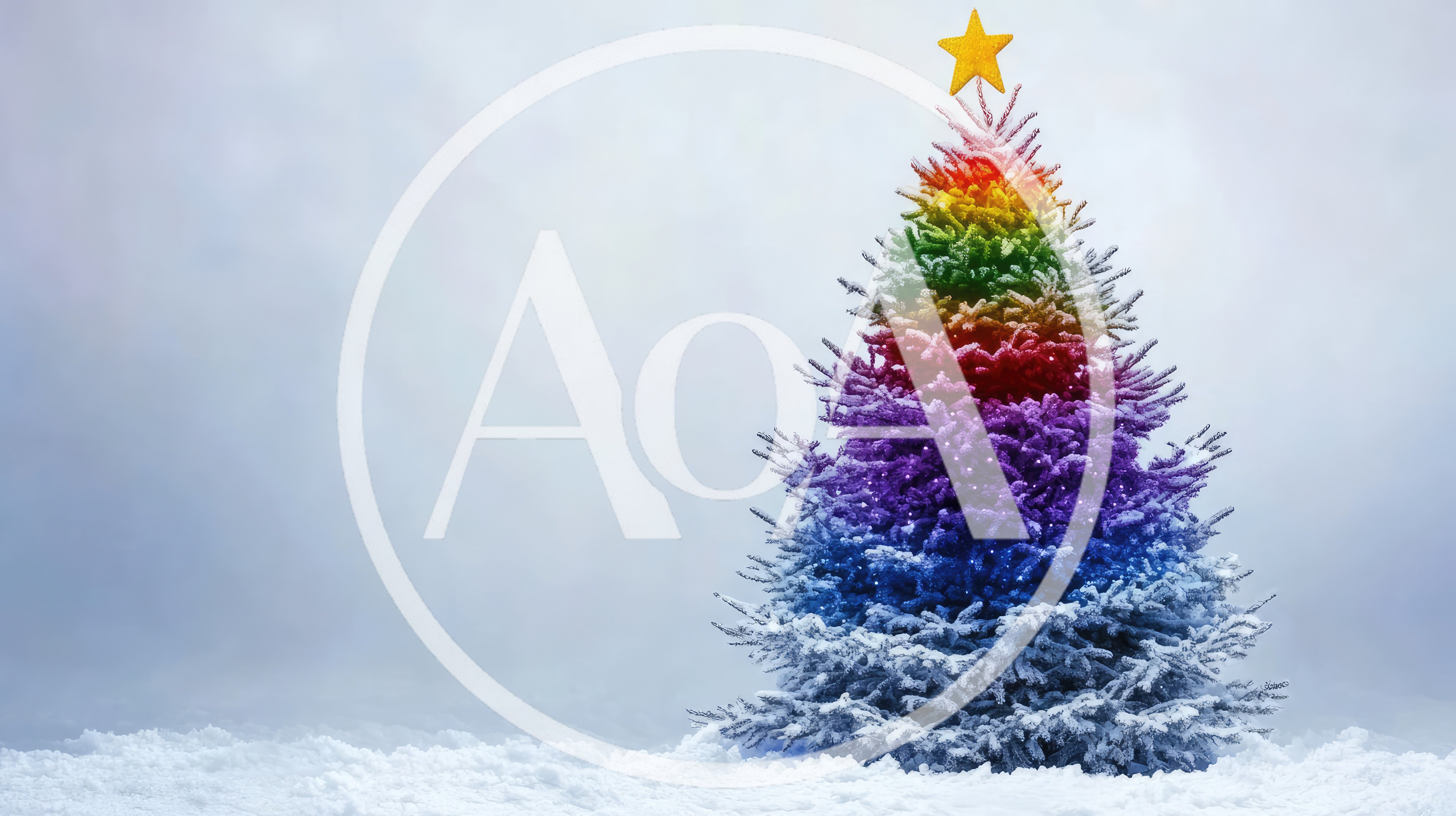 Rainbow Colored Christmas Tree With Gold Star Topper