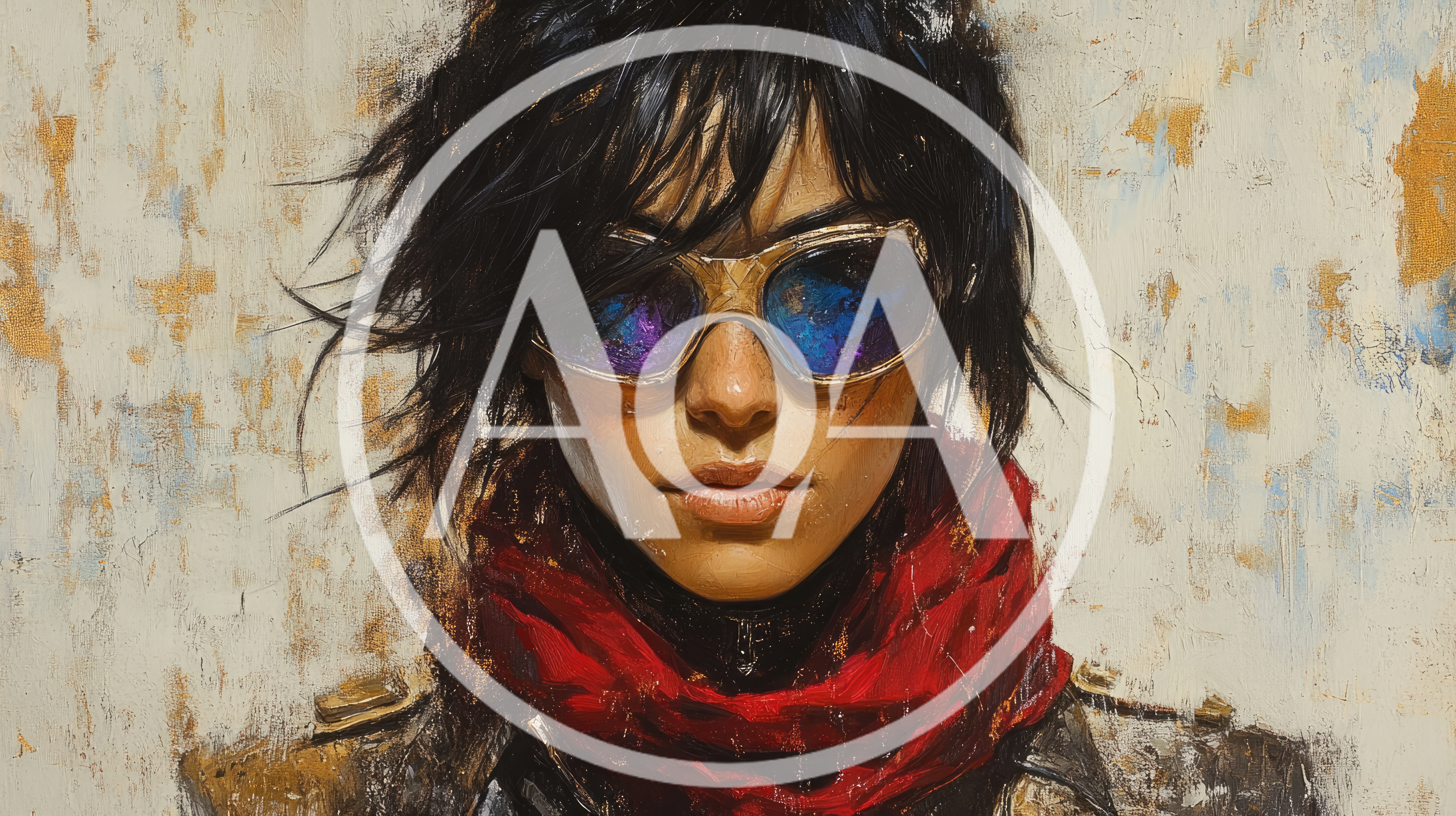 Portrait Of A Woman Wearing Futuristic Goggles And Scarf