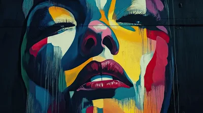 Abstract Colorful Graffiti Portrait Of A Woman