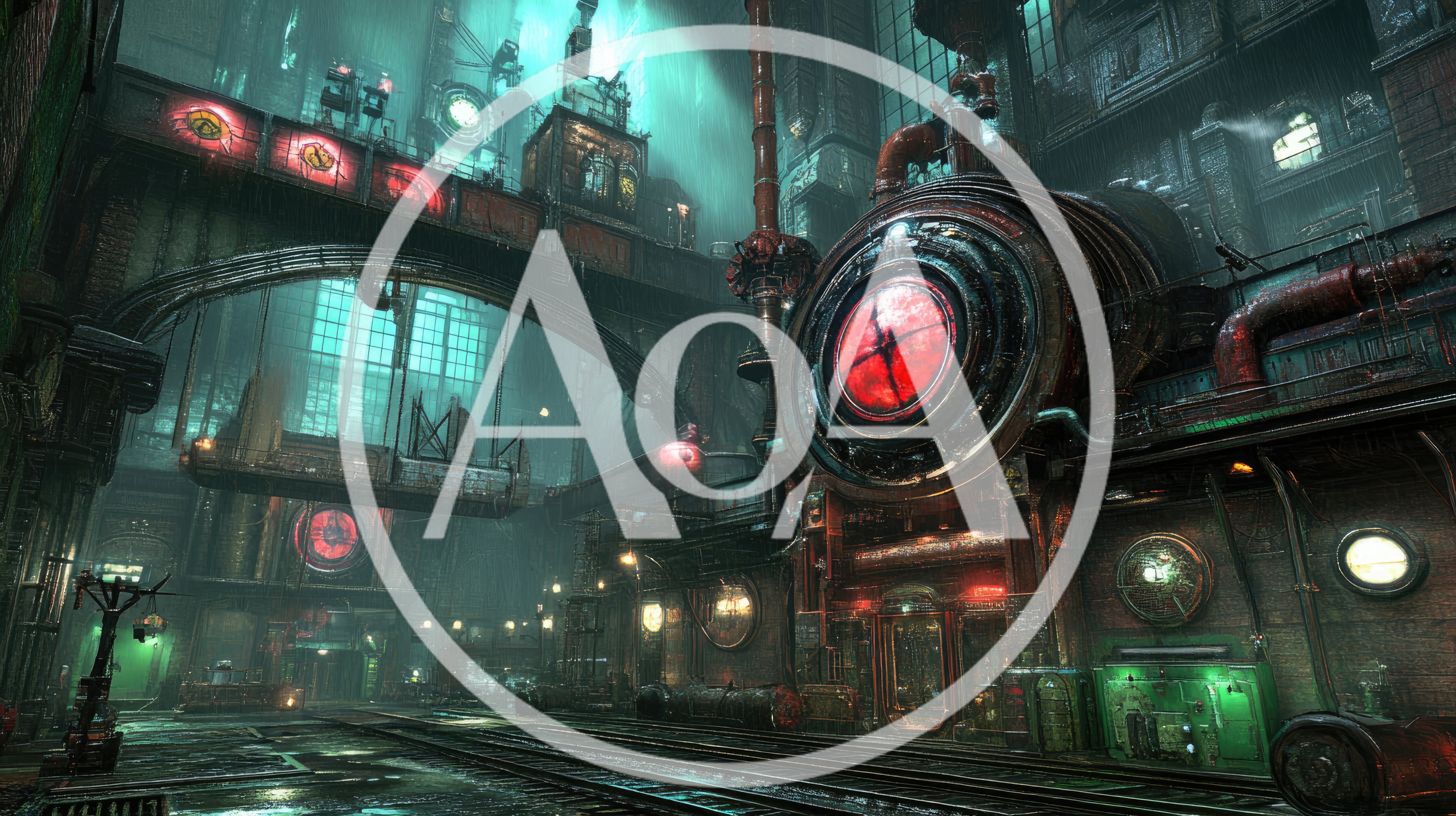 Steampunk Industrial Factory Interior With Glowing Red Machinery