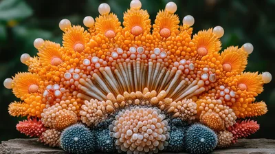 Intricate Fractal Coral Sculpture With Vibrant Orange Textures