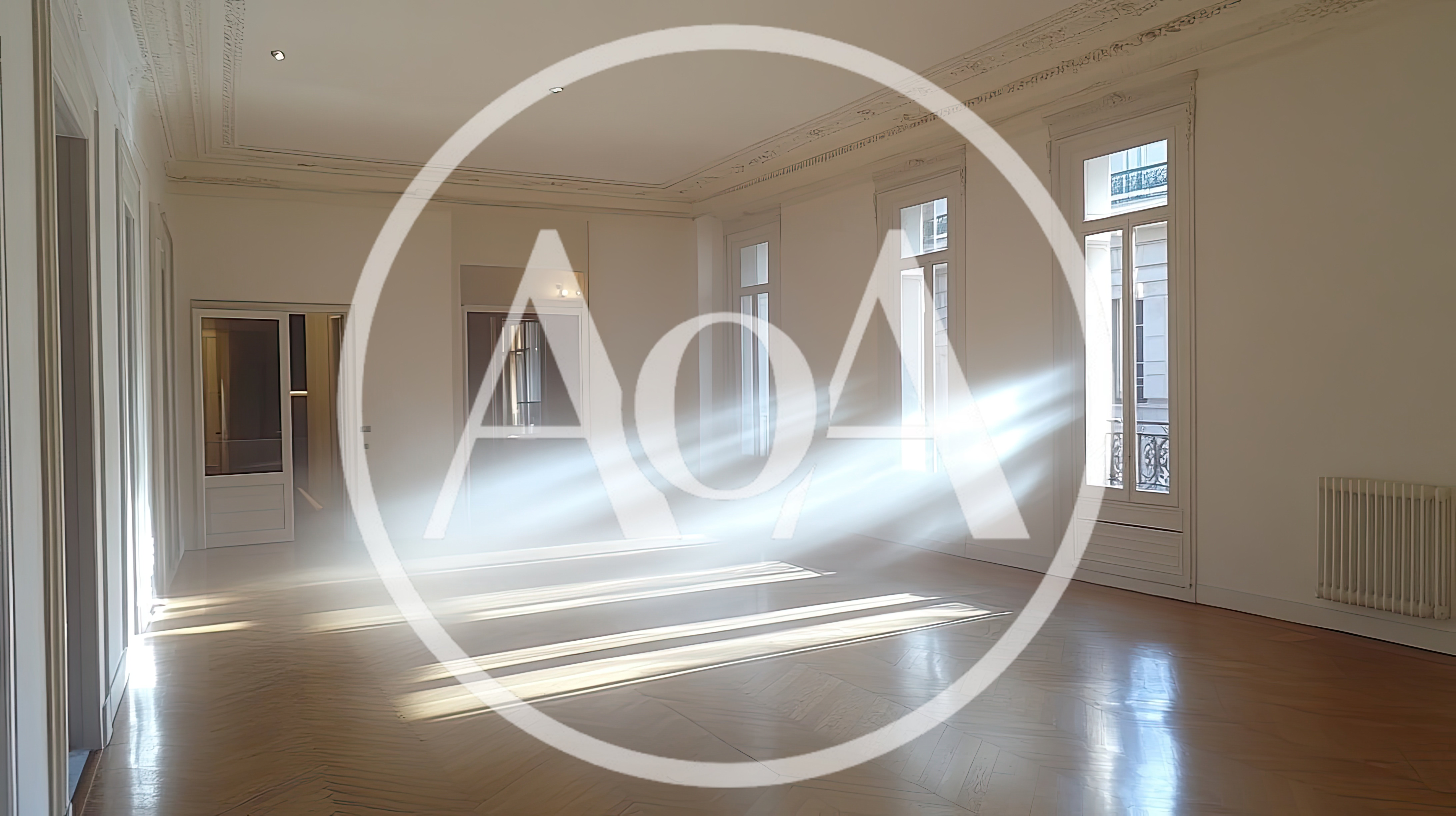 Sunlight Beams Streaming Through Windows In Empty Apartment