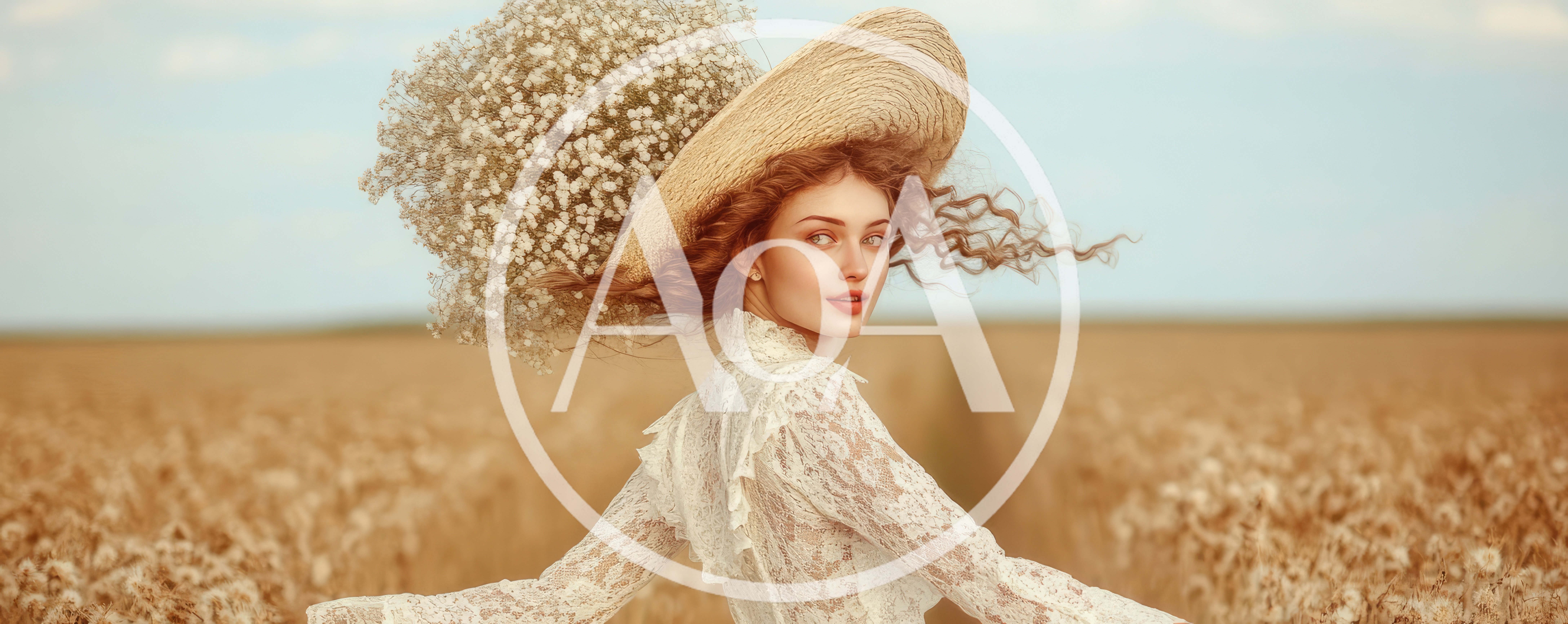 Young Woman in Lace Dress Walking Through Wheat Field