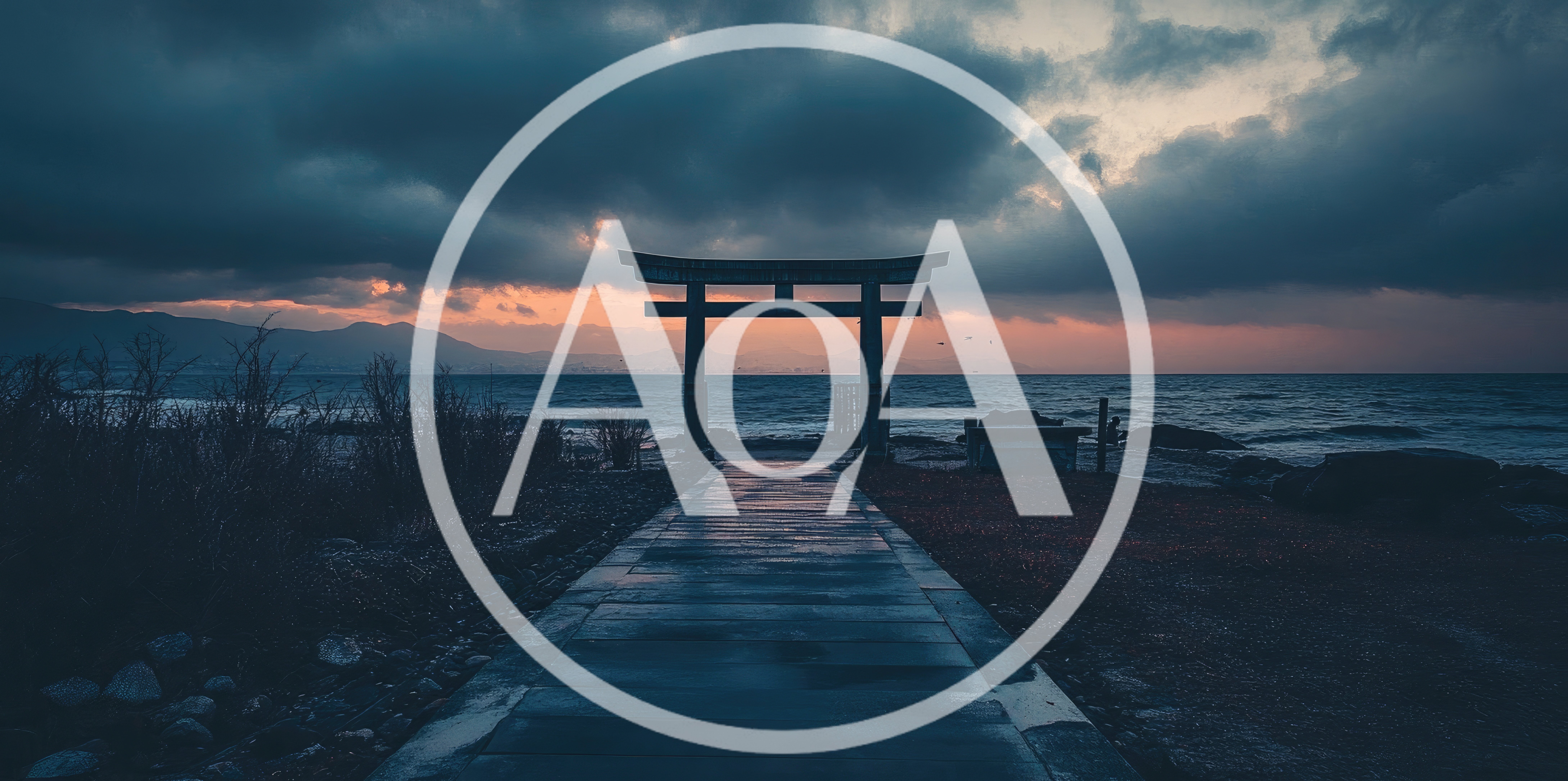 Torii Gate Standing On A Coastal Path At Sunset