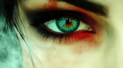 Extreme Close Up Of A Human Eye With Dramatic Makeup