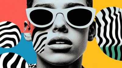 Pop Art Portrait Of Person Wearing White Sunglasses