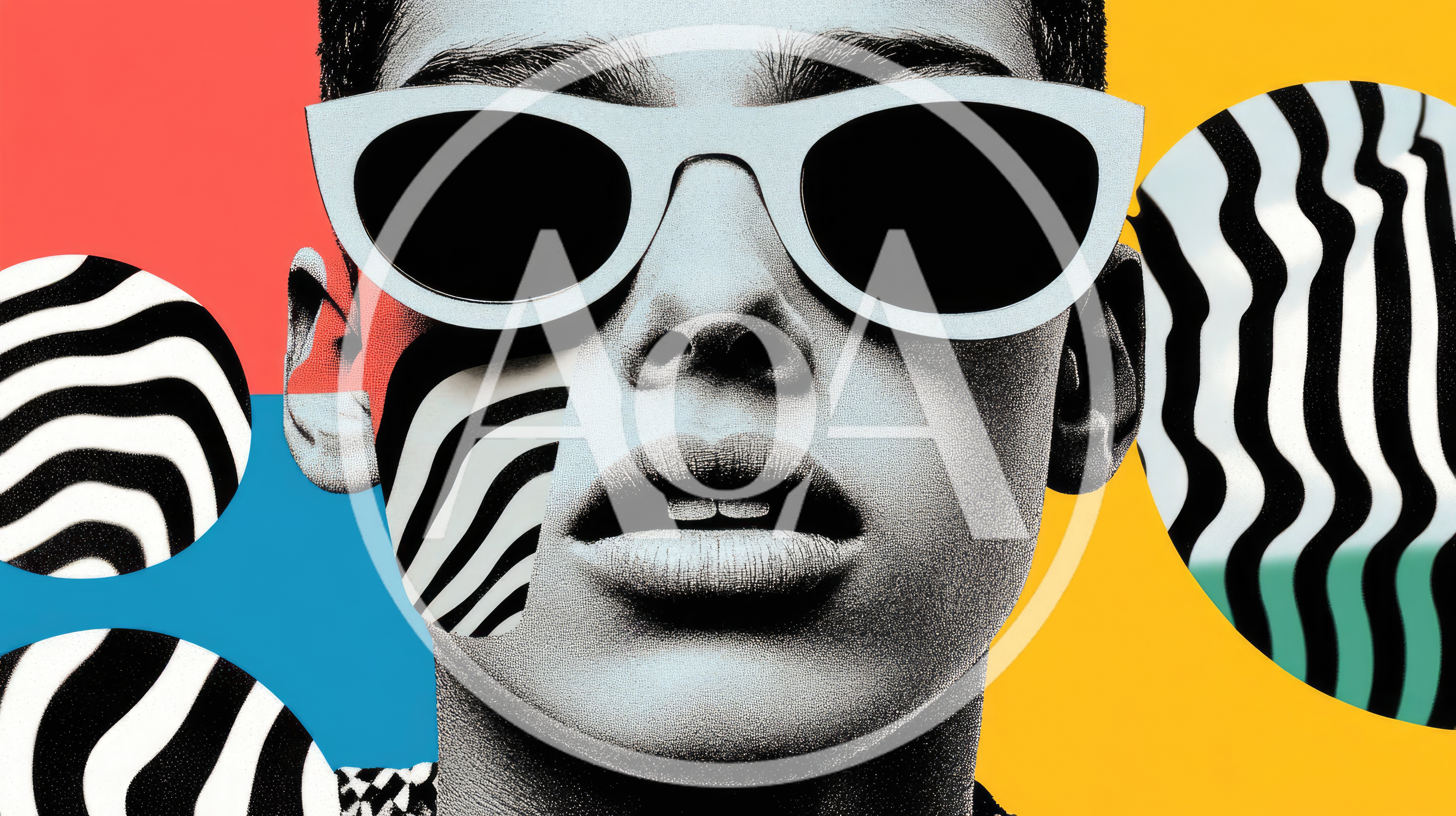 Pop Art Portrait Of Person Wearing White Sunglasses
