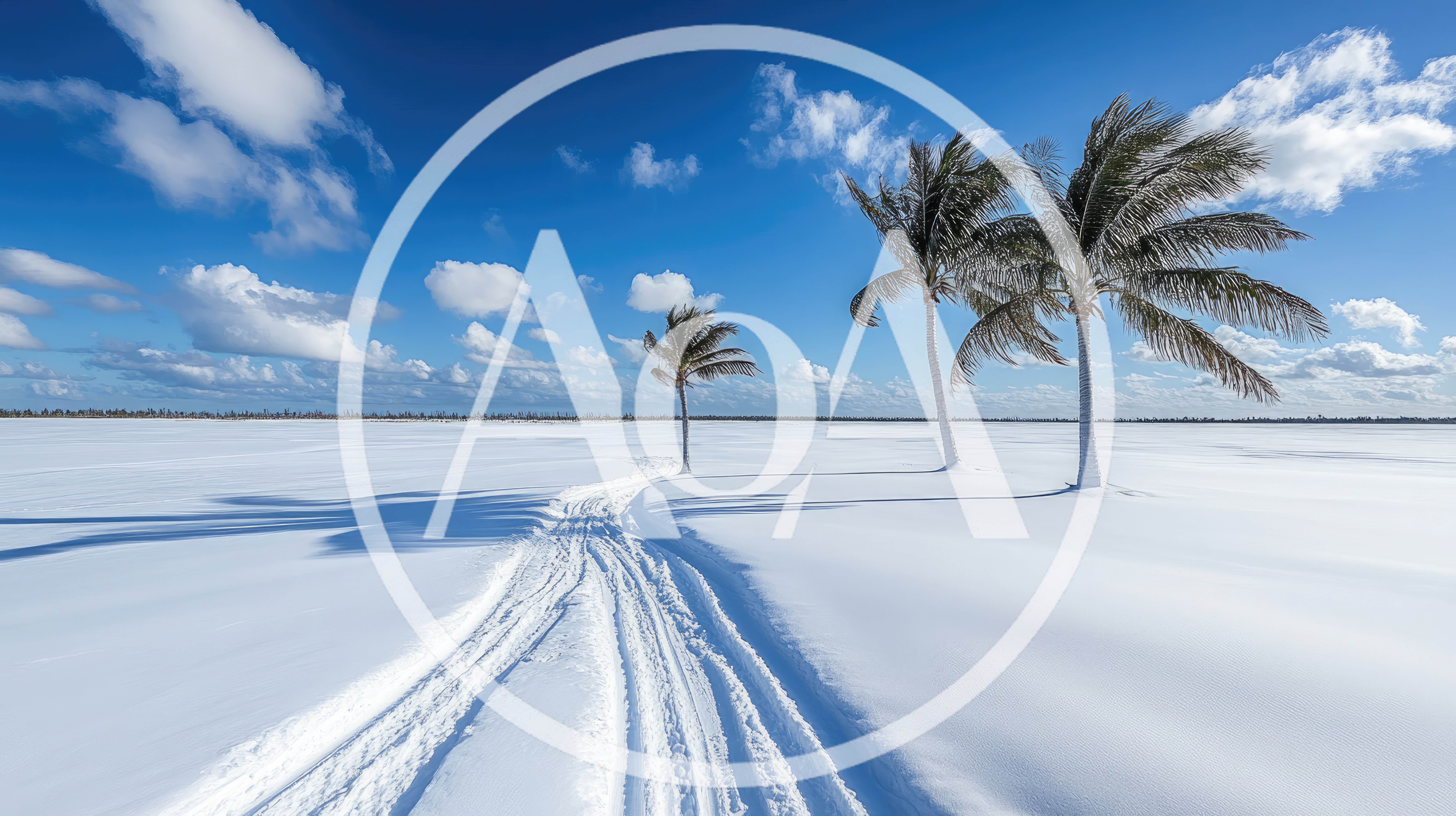 Palm Trees Standing In A Snowy Landscape