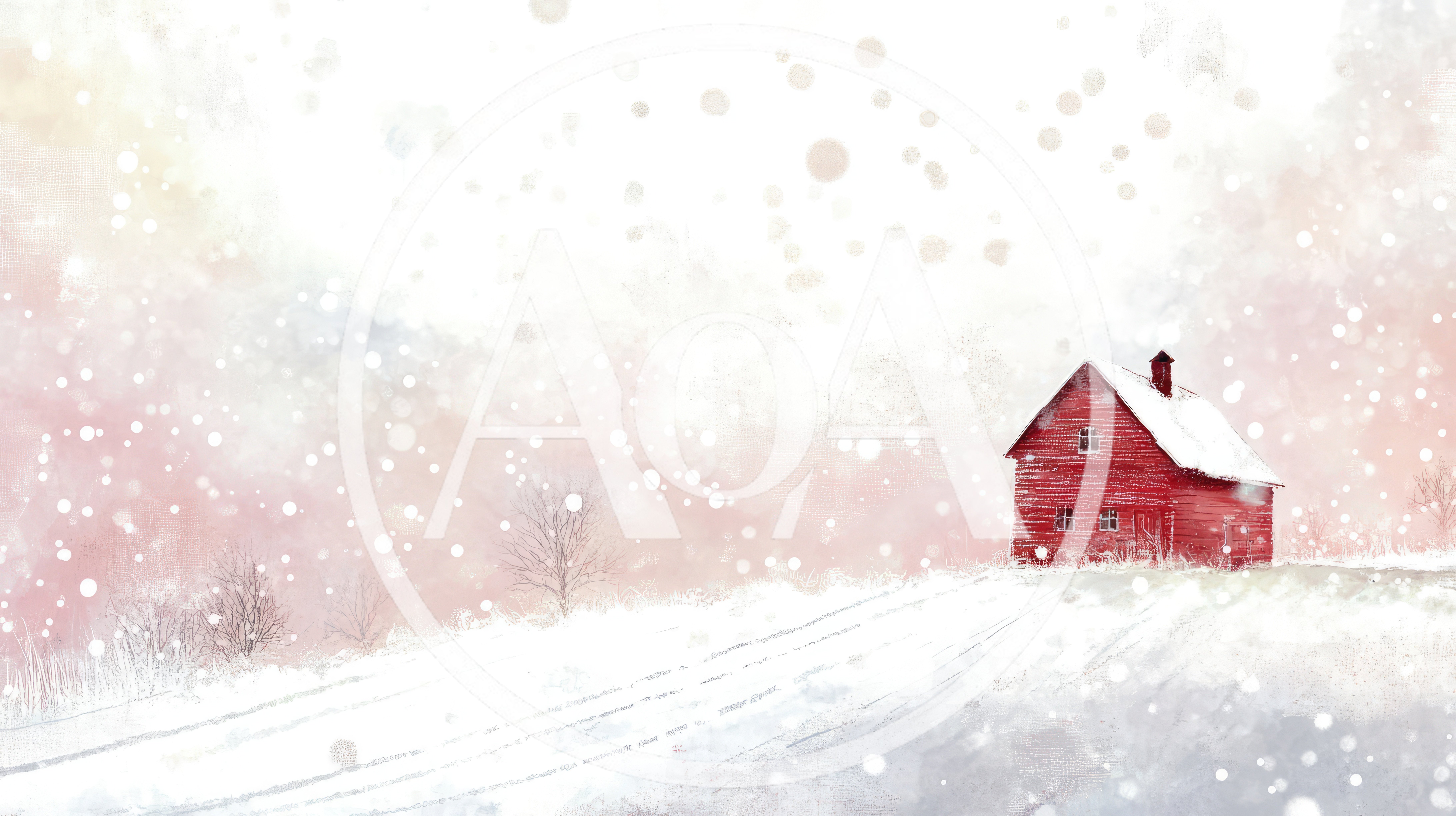Red House In Snowy Winter Landscape
