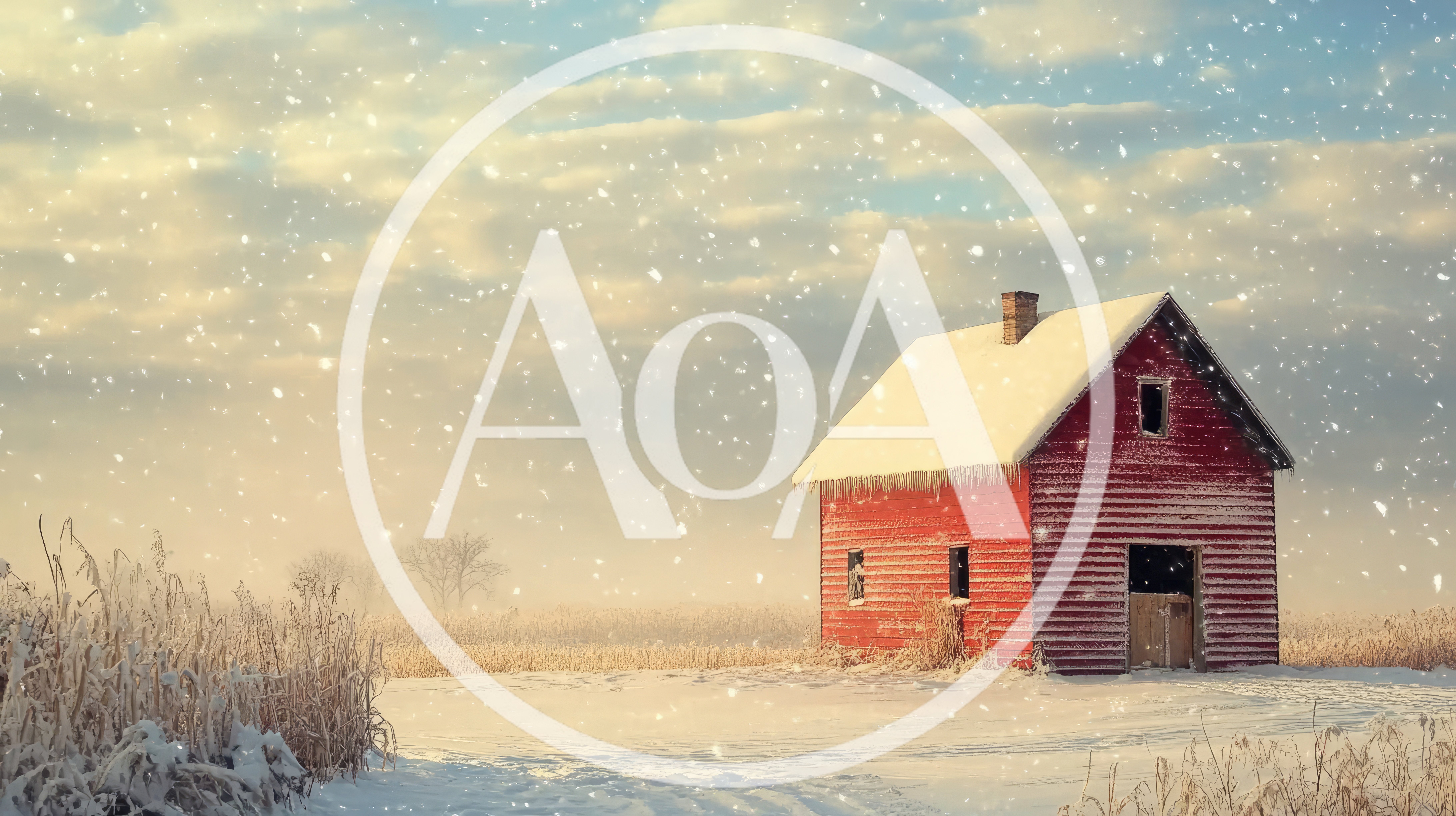 Red Barn In A Snowy Winter Field
